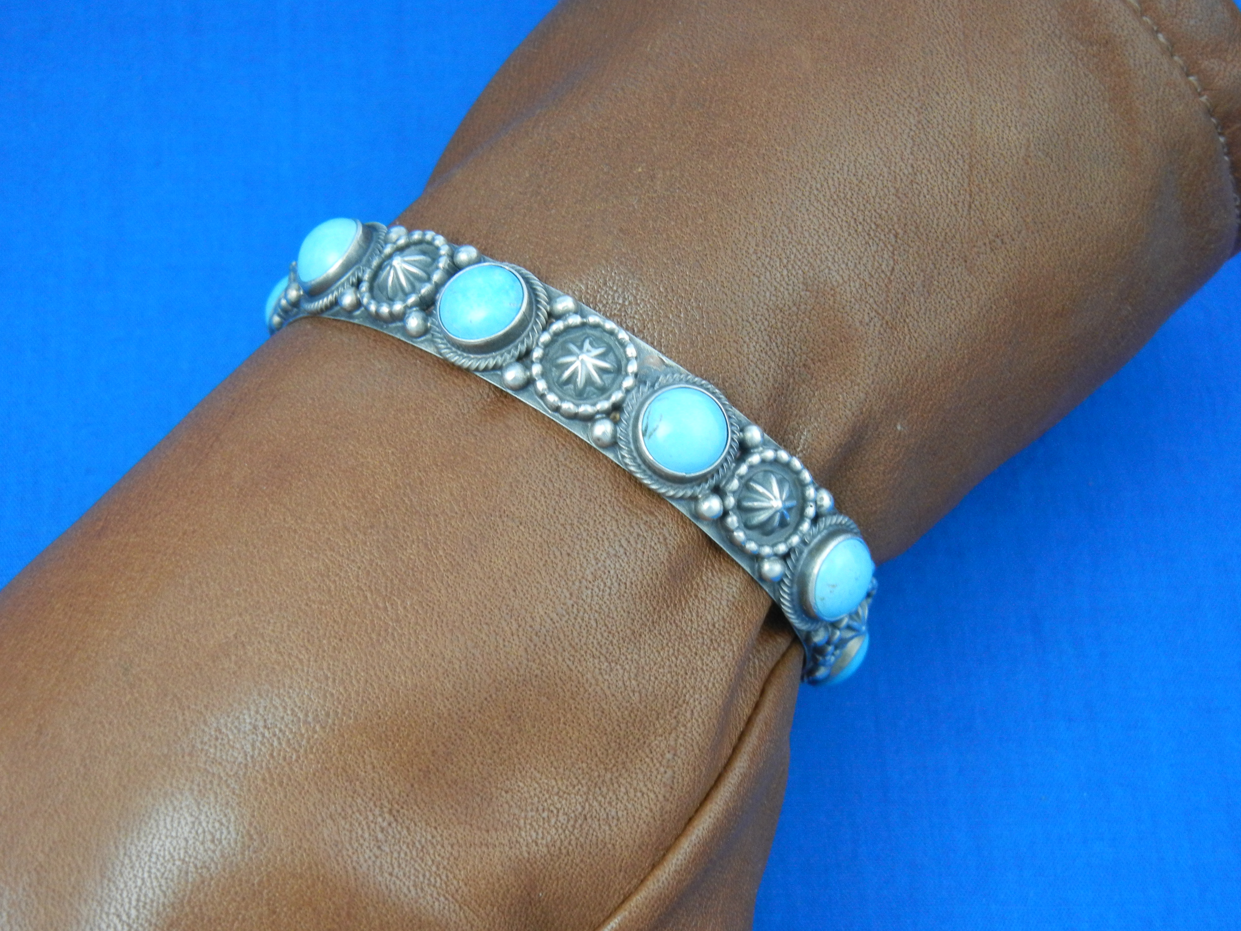Navajo Sterling Silver Sleeping Beauty Turquoise R.B