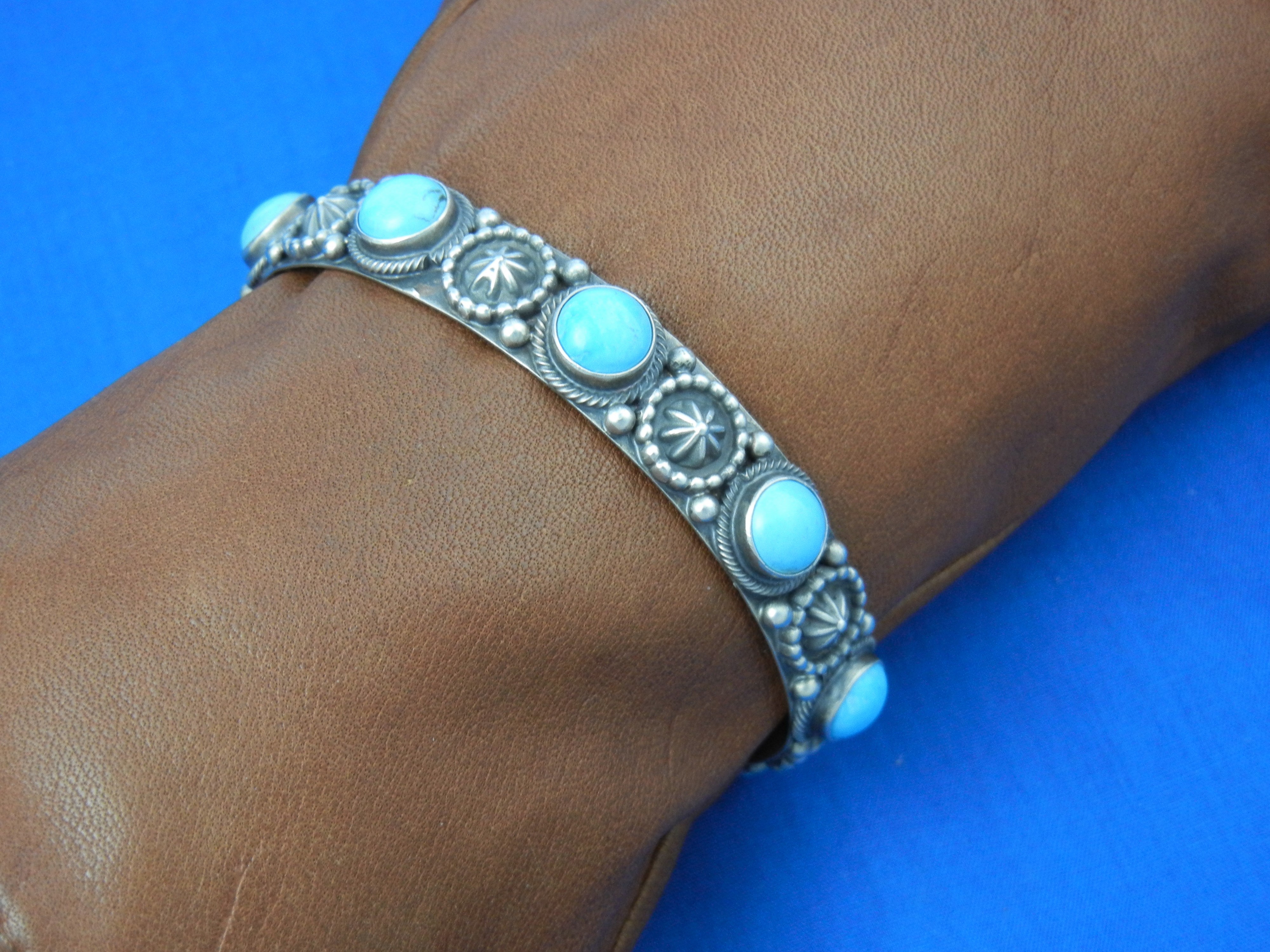 Navajo Sterling Silver Sleeping Beauty Turquoise R.B