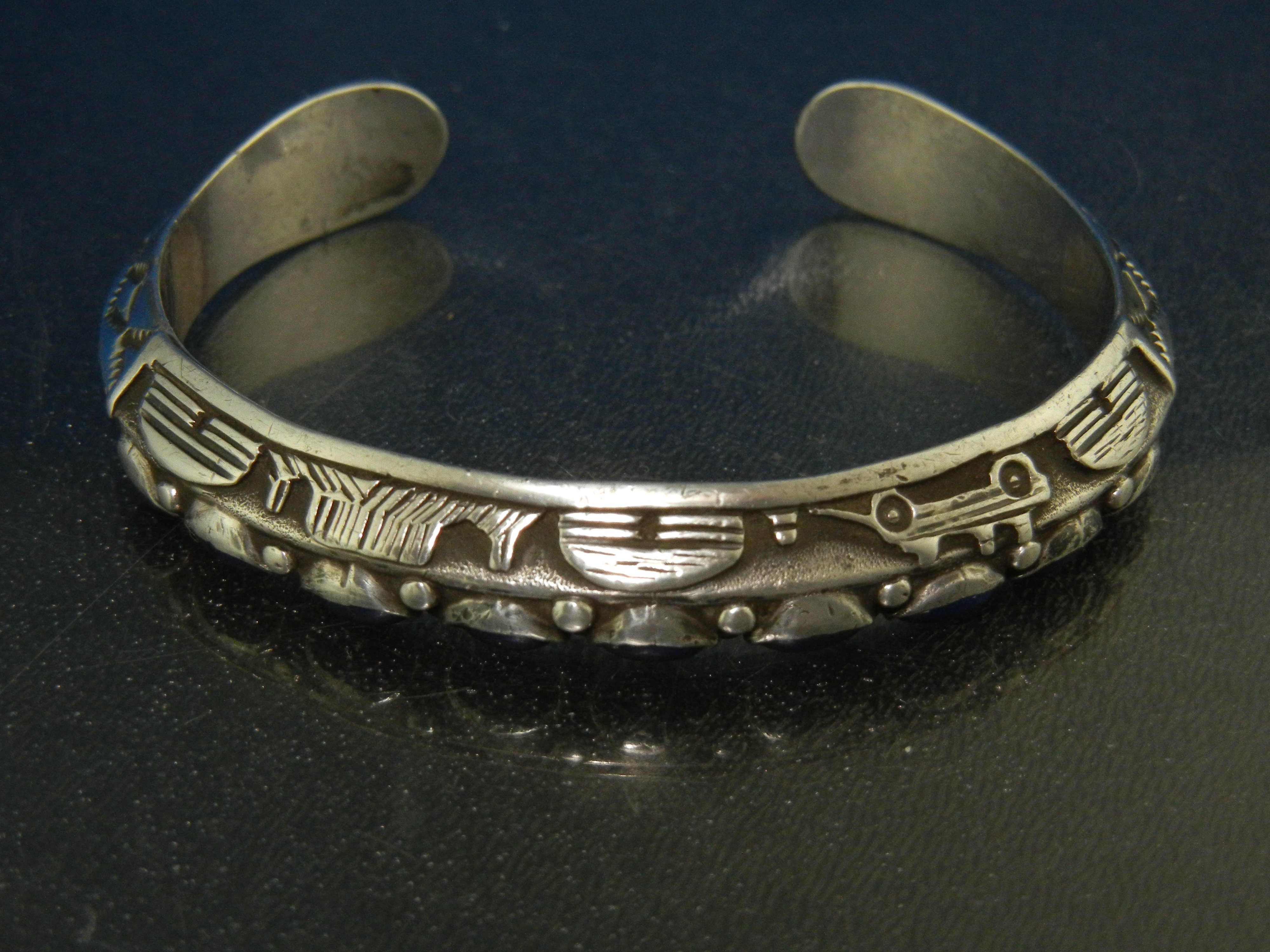 David Reeves Sterling Silver Lapis Storyteller Cuff