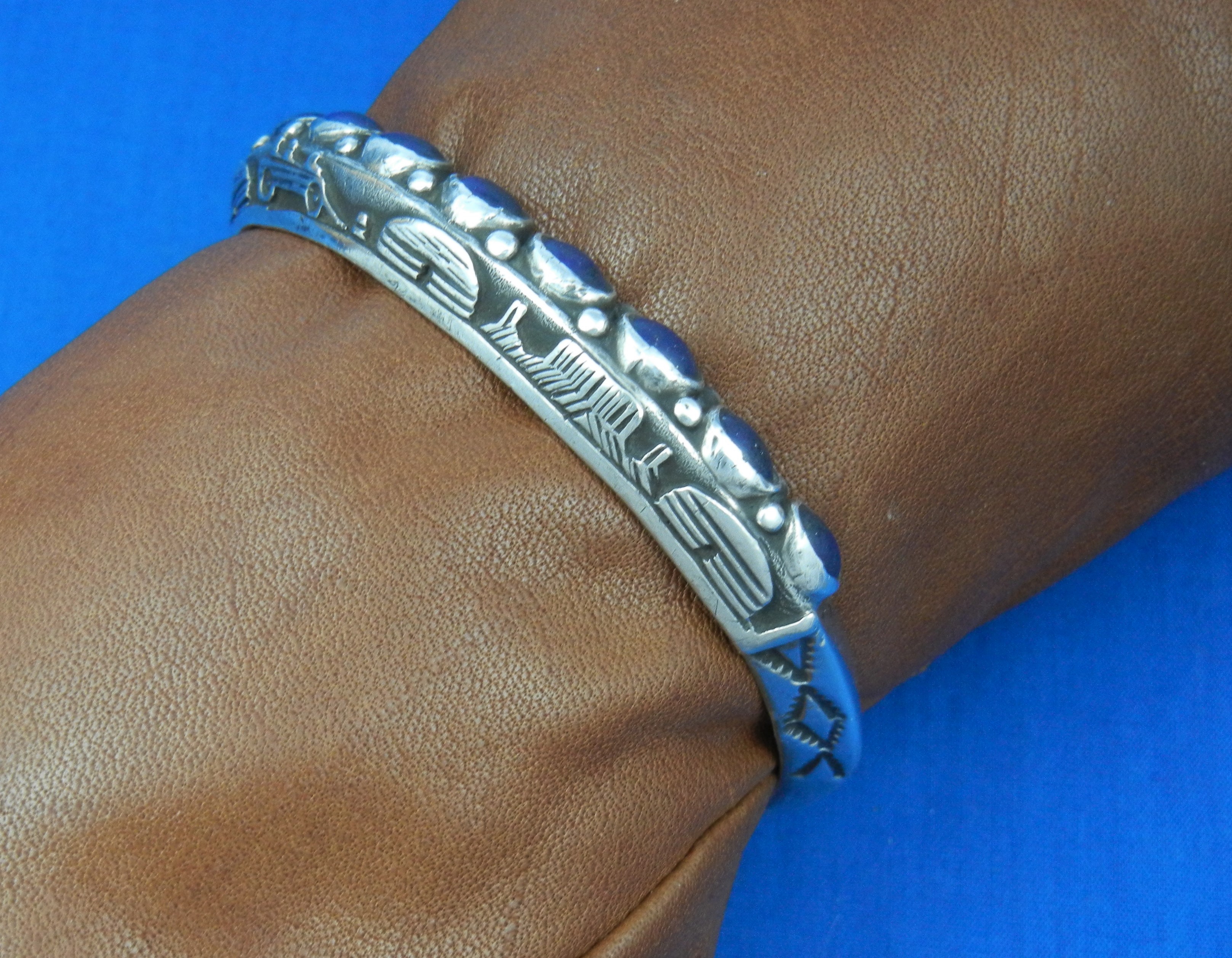 David Reeves Sterling Silver Lapis Storyteller Cuff