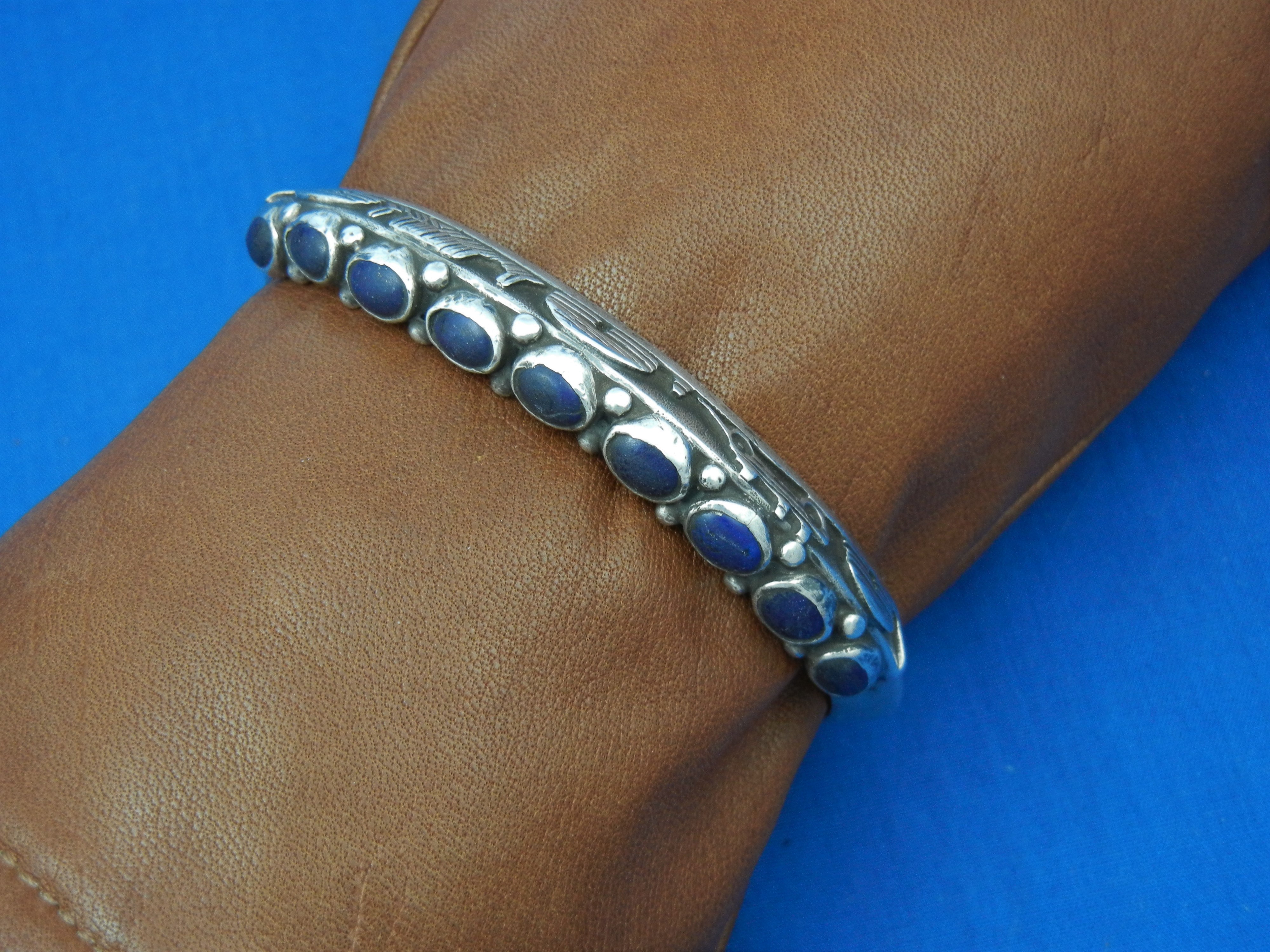 David Reeves Sterling Silver Lapis Storyteller Cuff