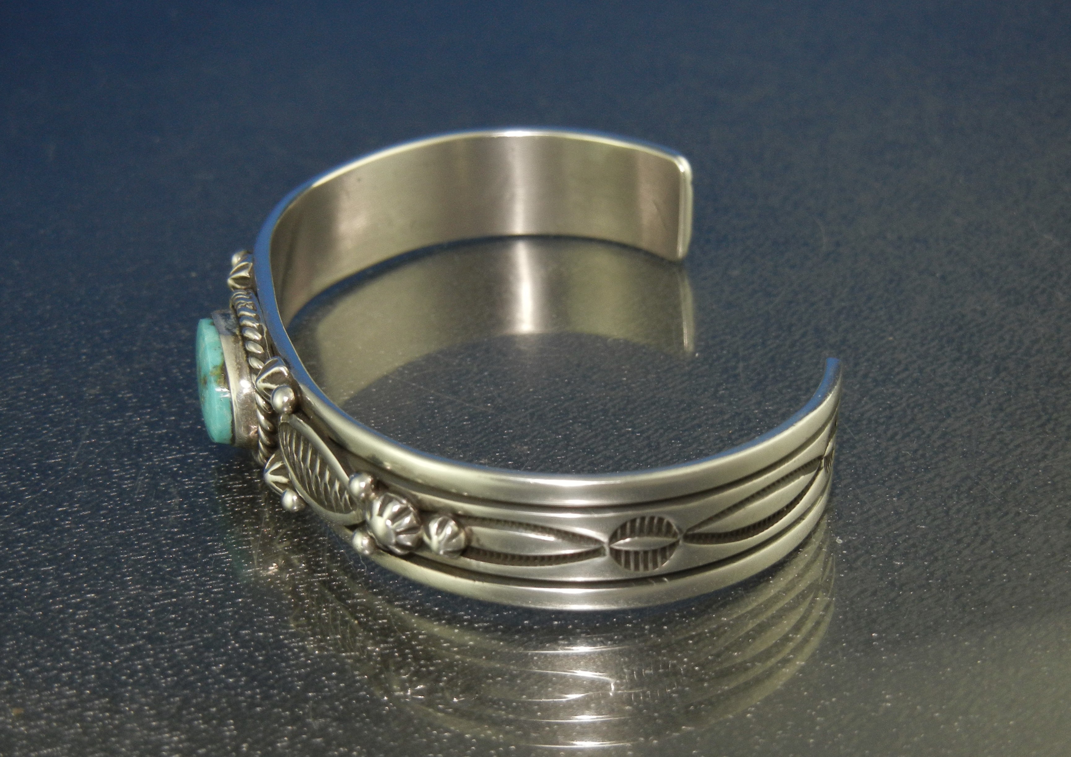 Navajo Sterling Silver Kingman Turquoise  Happy Piasso