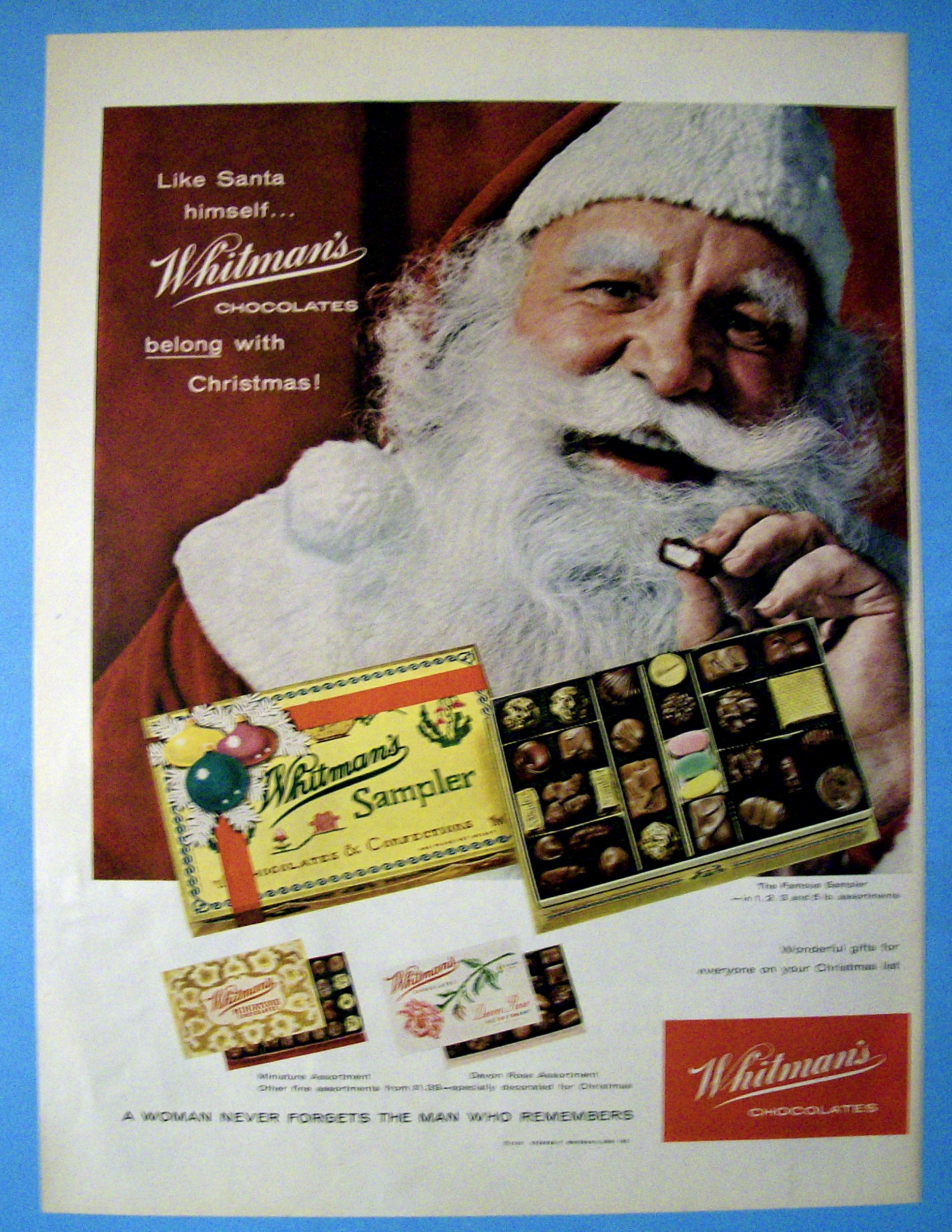 Vintage Ad: 1958 Whitman's Sampler with Santa Claus