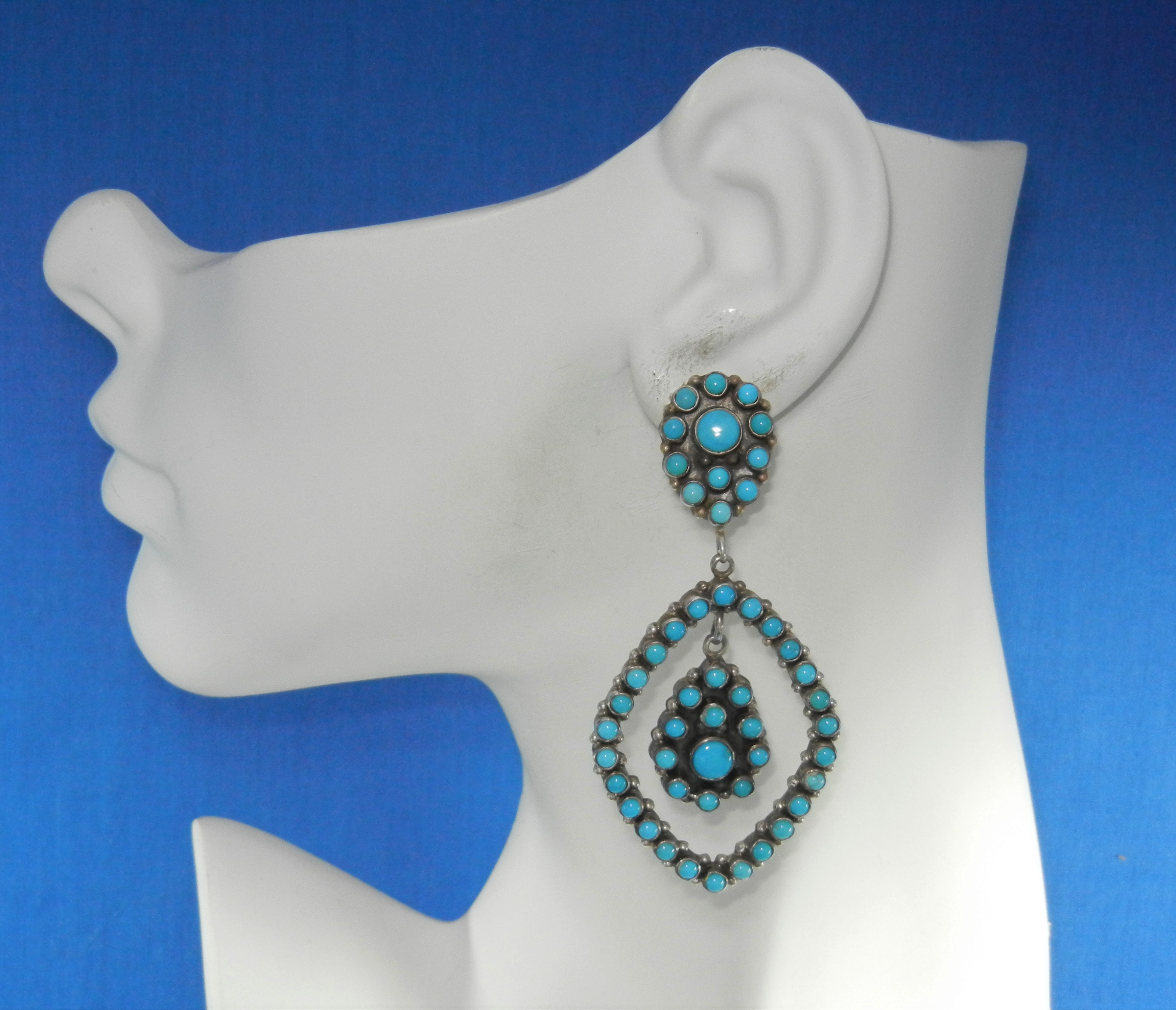 Sleeping Beauty Turquoise Sterling Silver Clip Earrings