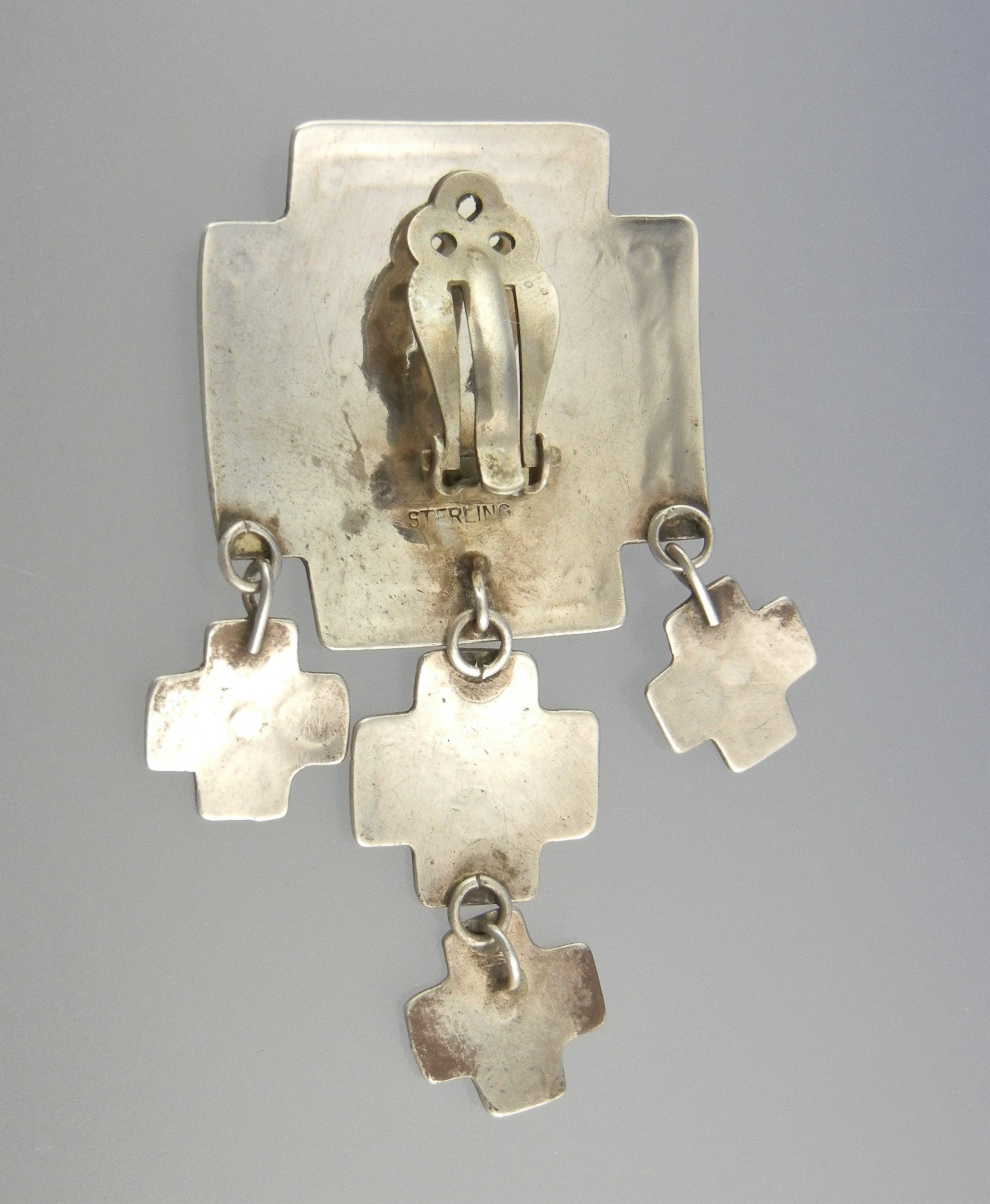 Santa Fe Artist Made Sterling Silver Cross's Clip Earri