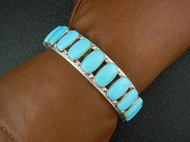 Navajo Sterling Silver Sleeping Beauty Turquoise Bracel