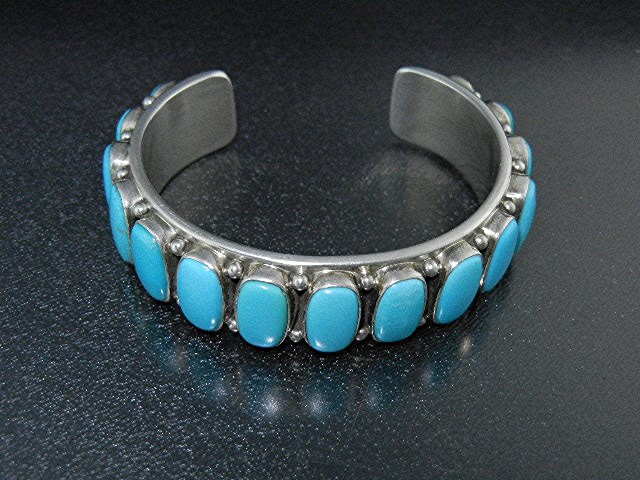 Navajo Sterling Silver Sleeping Beauty Turquoise Bracel