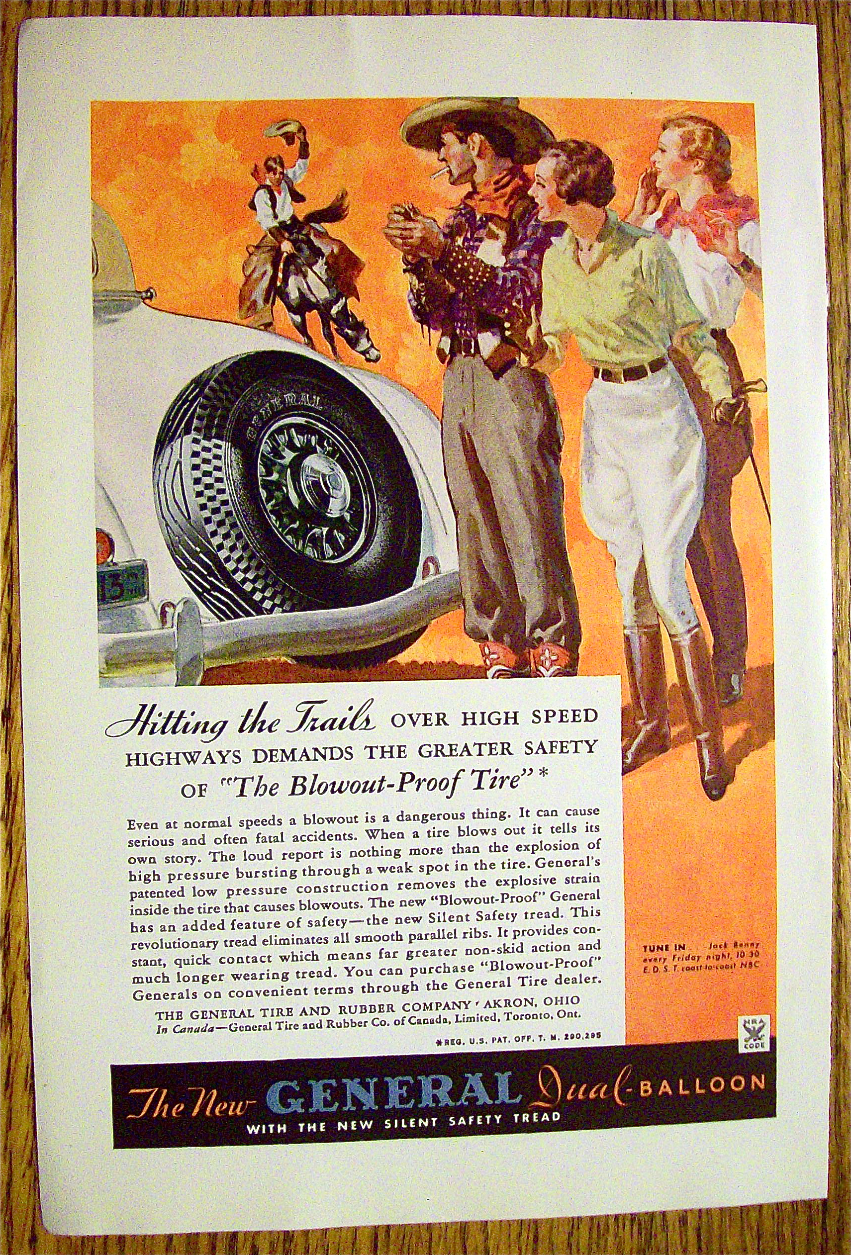 1934 General Tire with Cowboy Man Riding On Horse