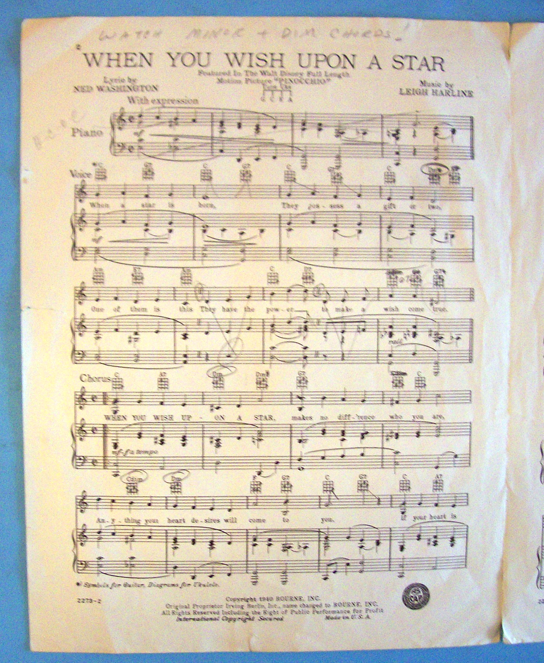 1940 When You Wish Upon A Star (Walt Disney)