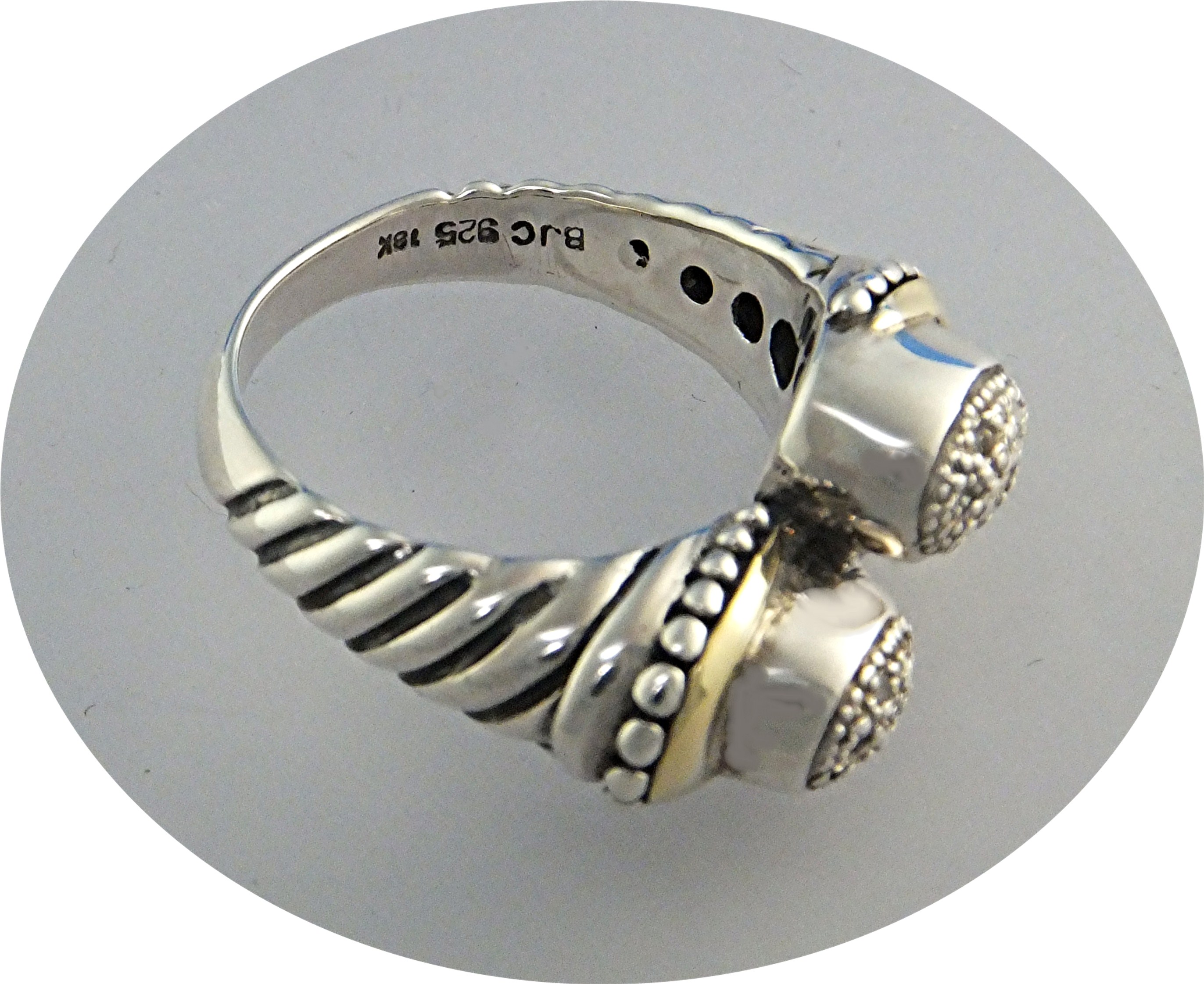 Ring 18 K Gold Sterling Silver Diamond SAMUEL B