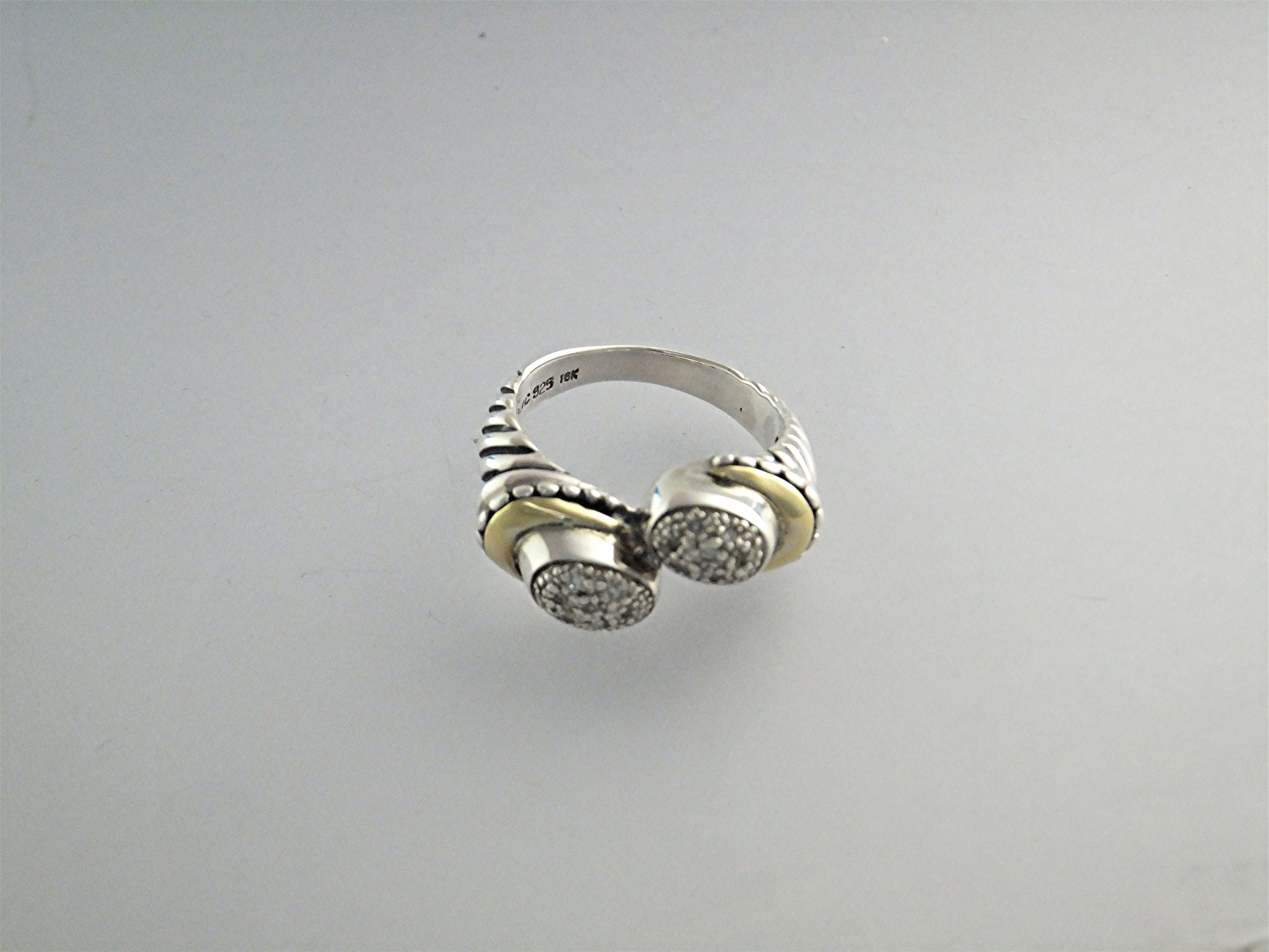 Ring  18 K Gold Sterling Silver Diamond SAMUEL B
