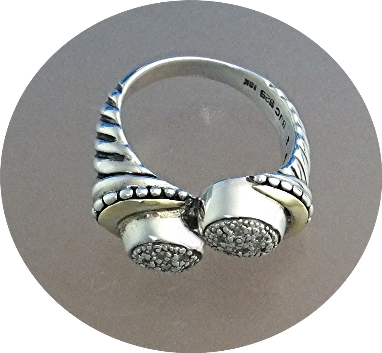 Ring  18 K Gold Sterling Silver Diamond SAMUEL B