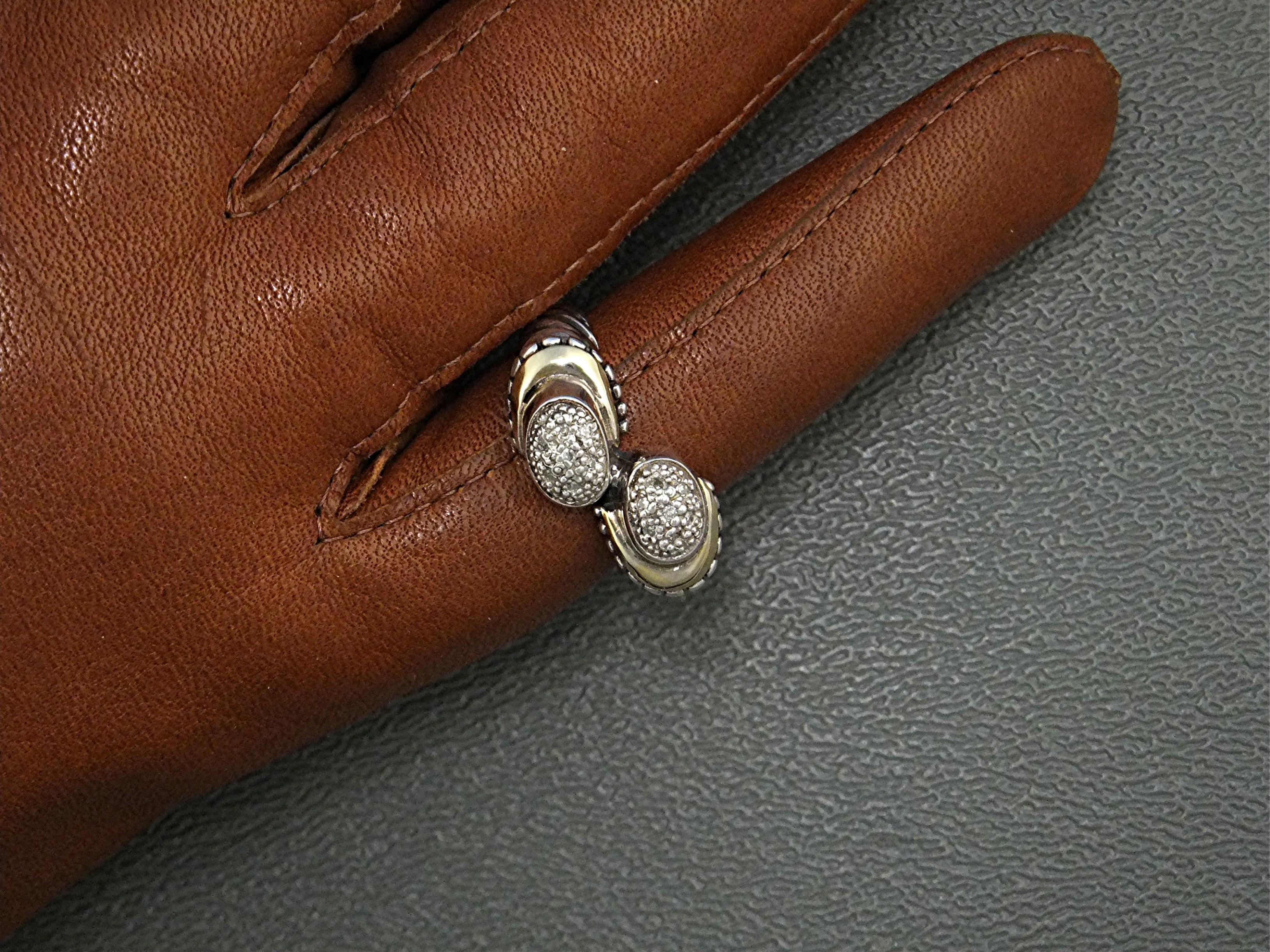 Ring  18 K Gold Sterling Silver Diamond SAMUEL B