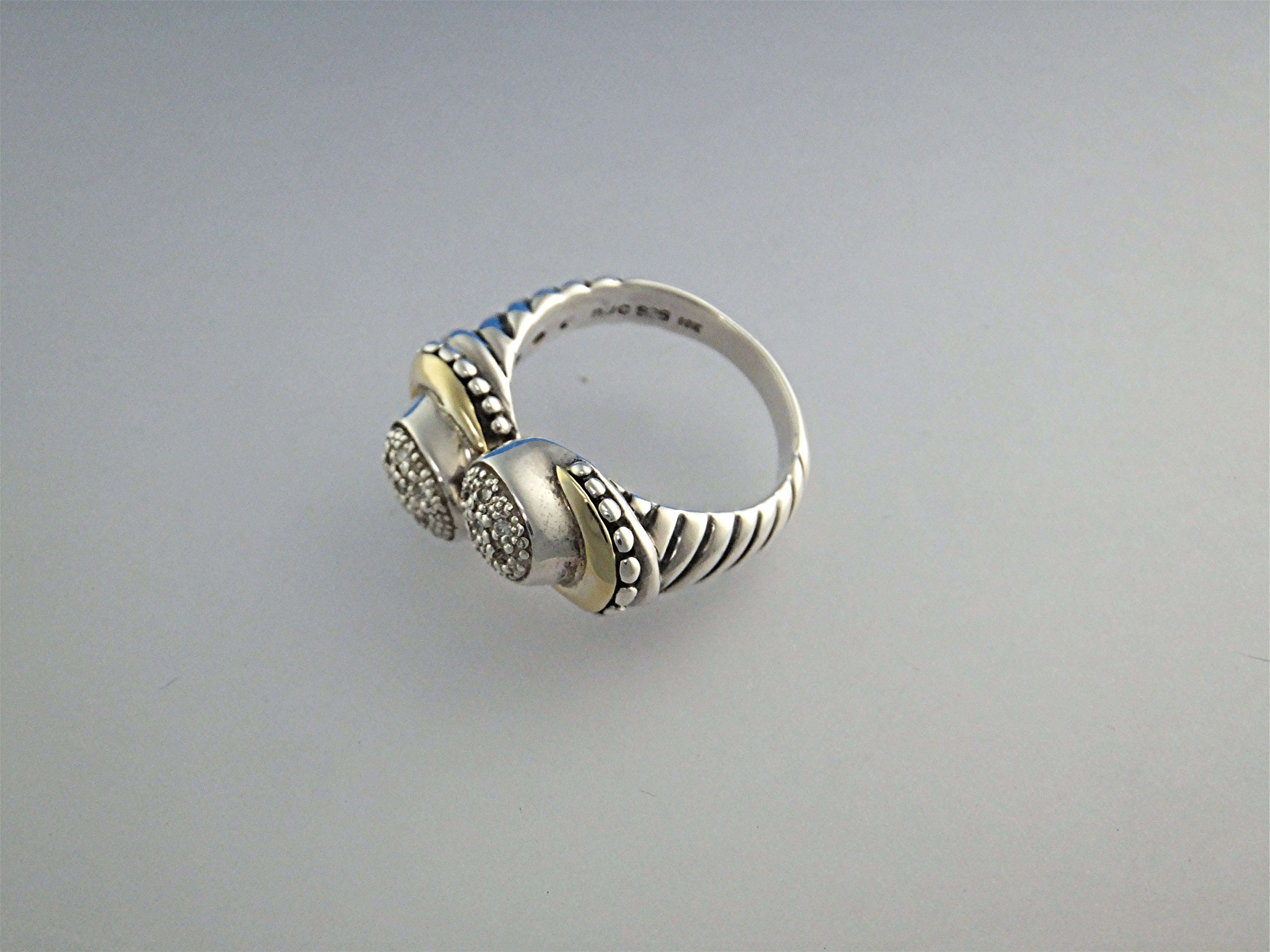 Ring  18 K Gold Sterling Silver Diamond SAMUEL B