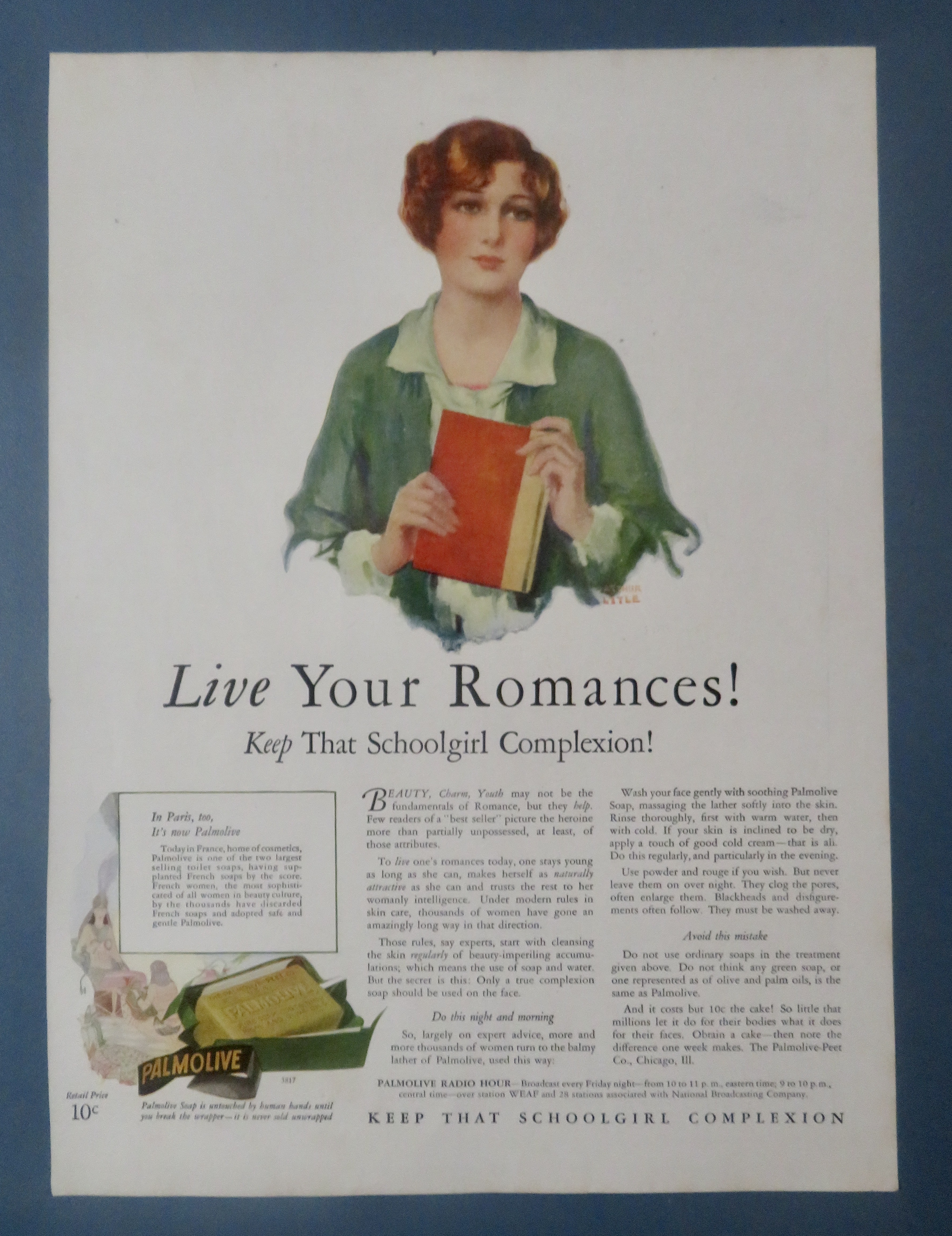 1930's Palmolive Soap With Woman Holding A Book