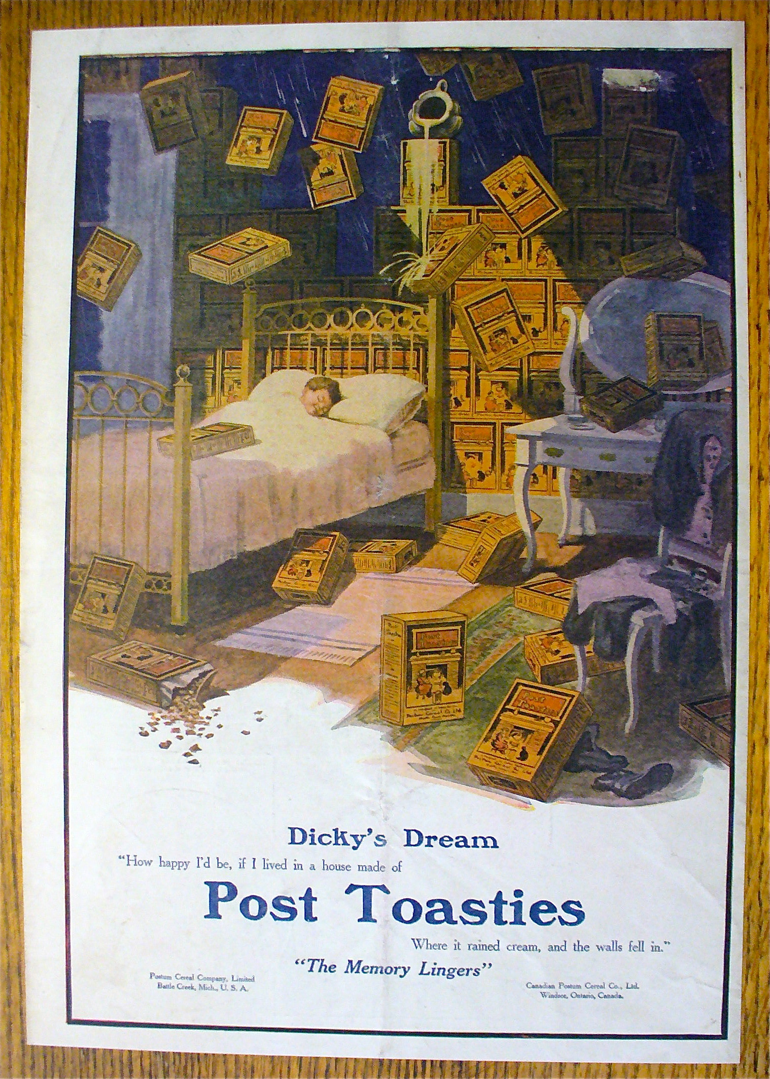 1912 Post Toasties with Little Boy Dreaming