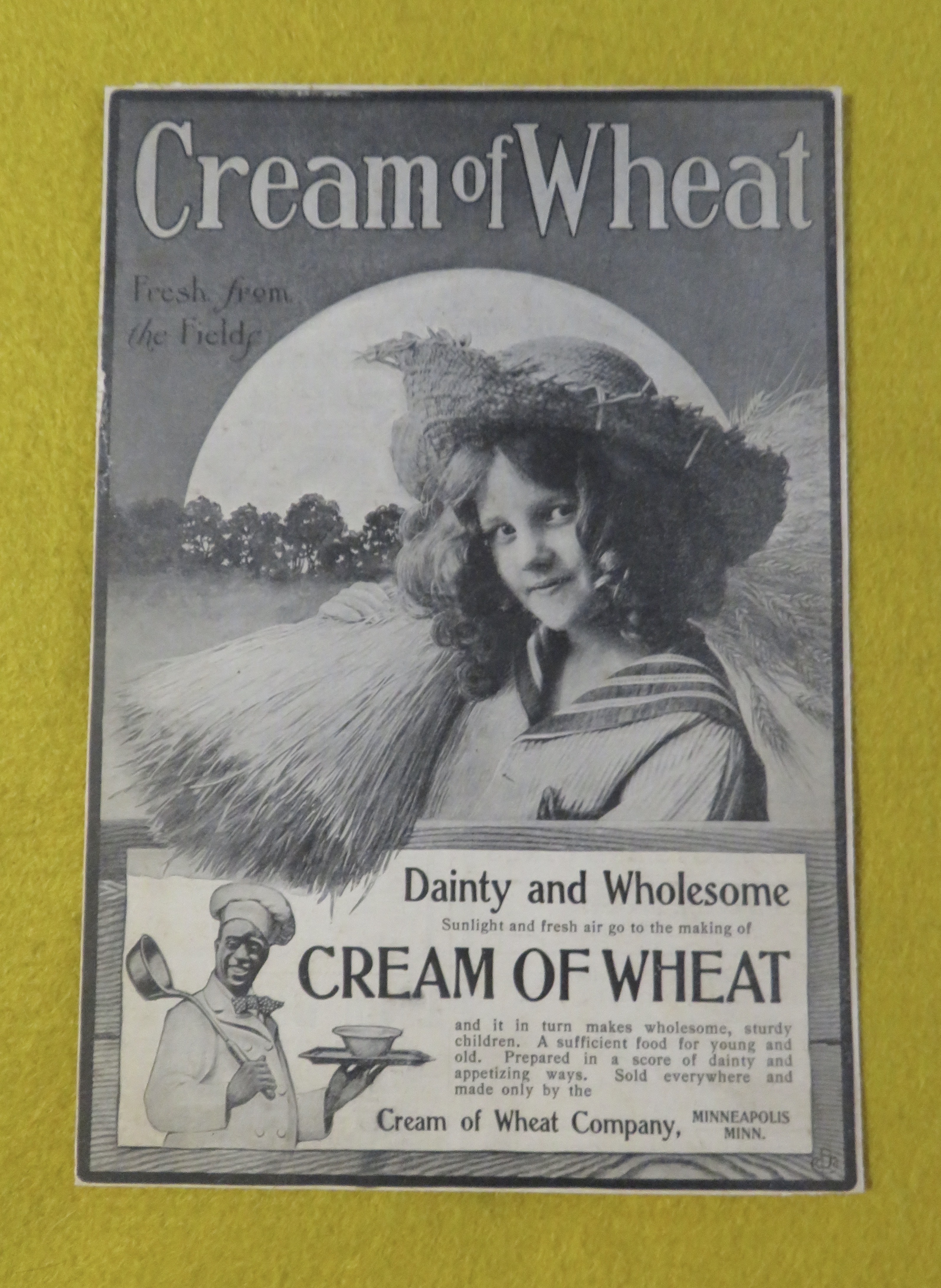 1900's Cream Of Wheat Cereal With Girl Holding Wheat