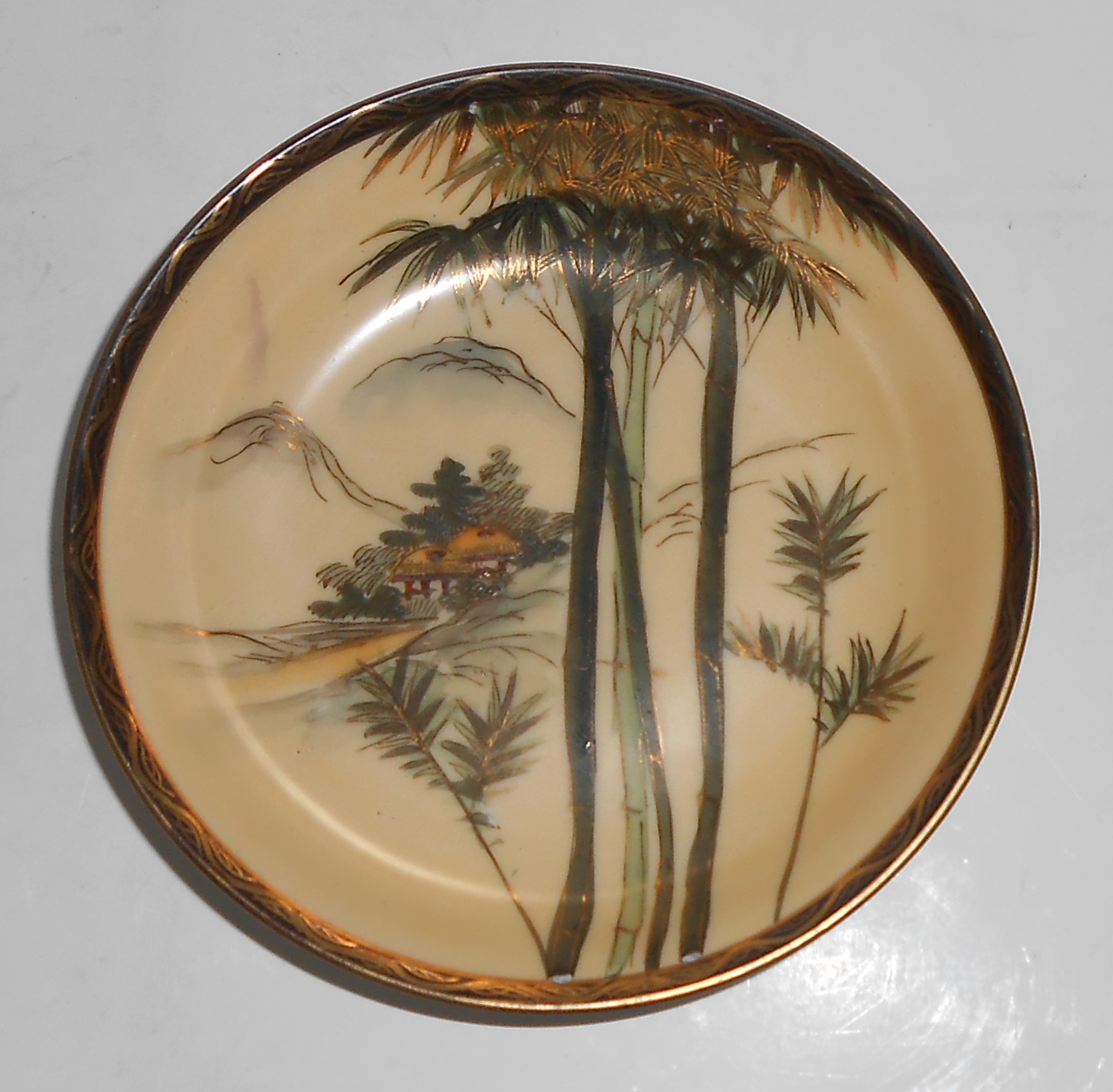 Nishida Japan Porcelain China 22k Yellow Black Bamboo F