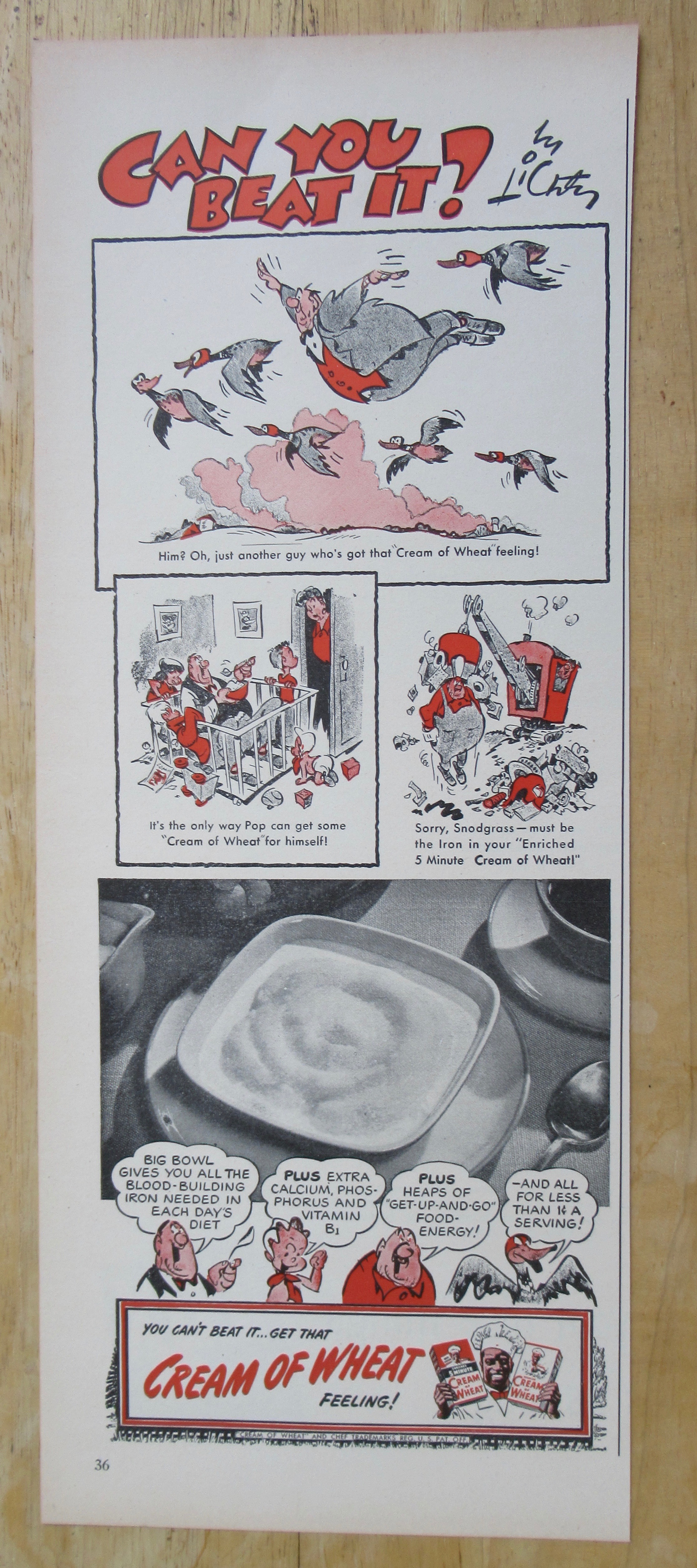 1947 Cream Of Wheat Cereal with Can You Beat It?