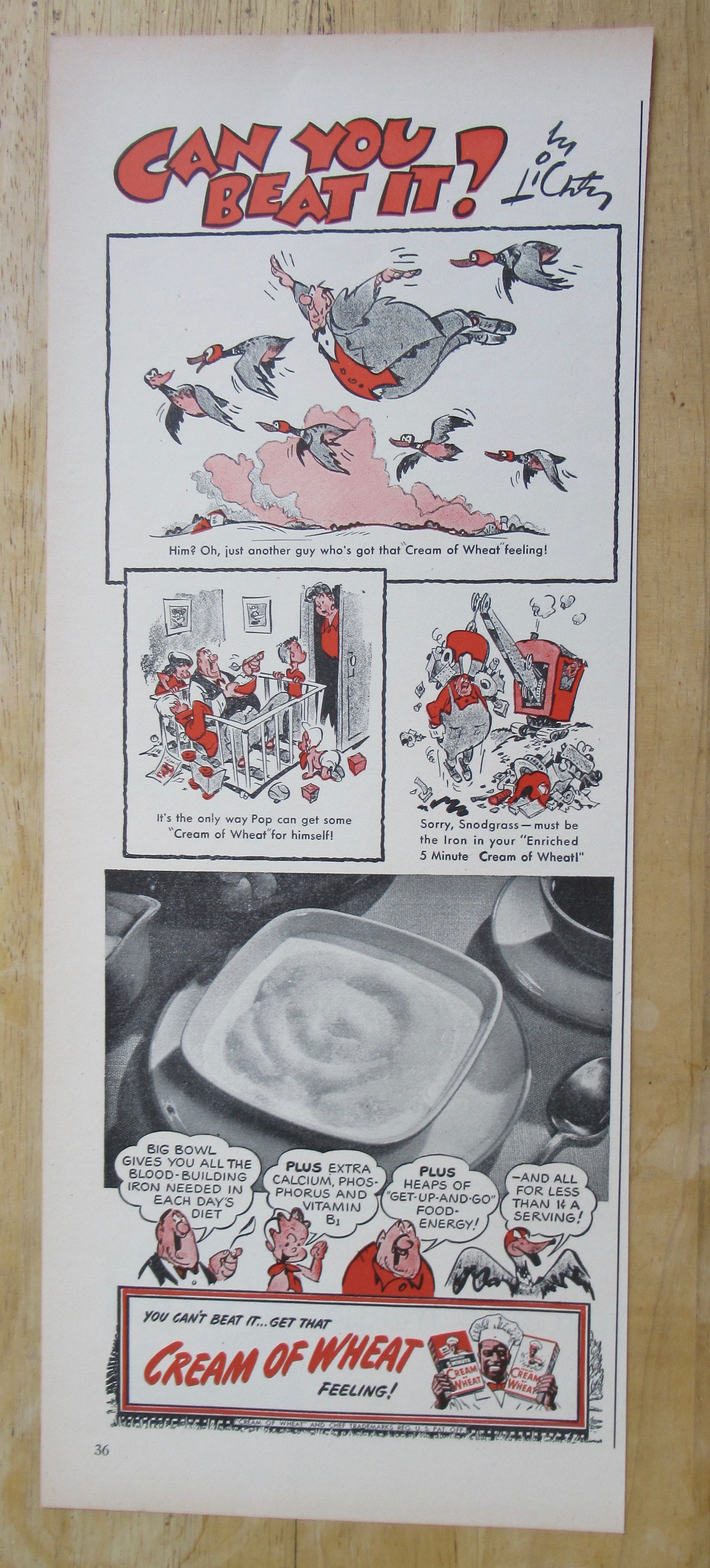 1947 Cream Of Wheat Cereal with Can You Beat It?