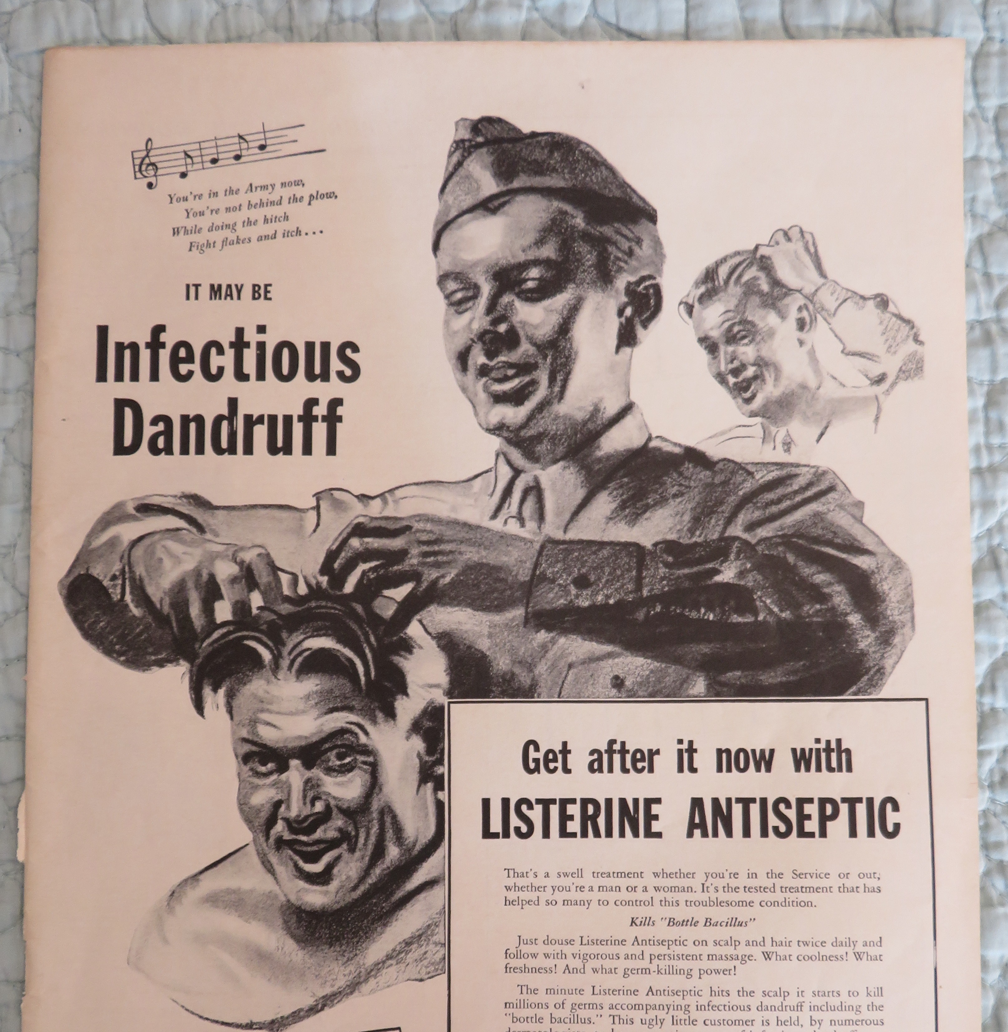 1943 Listerine with Soldier Washing Soldier's Hair