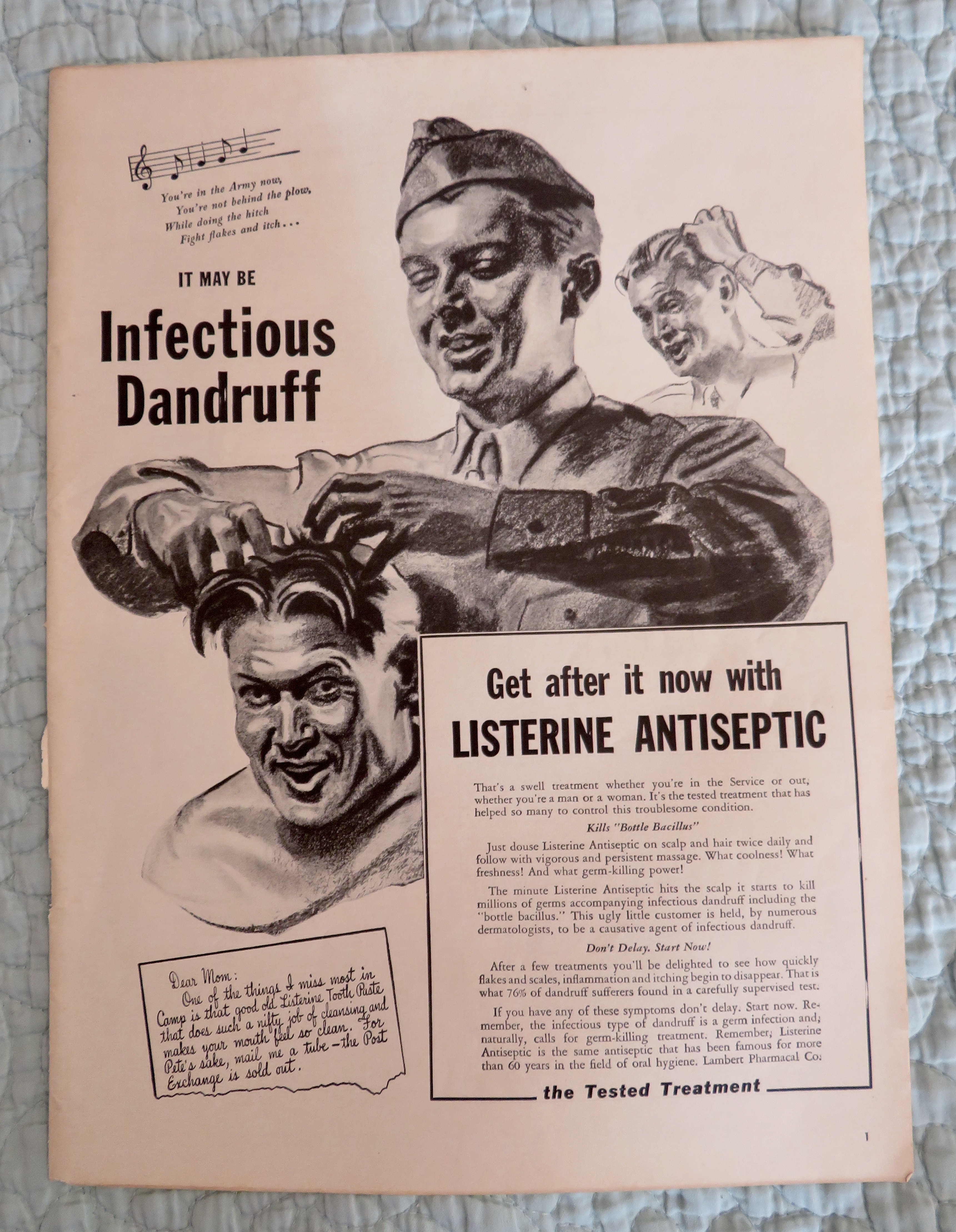 1943 Listerine with Soldier Washing Soldier's Hair