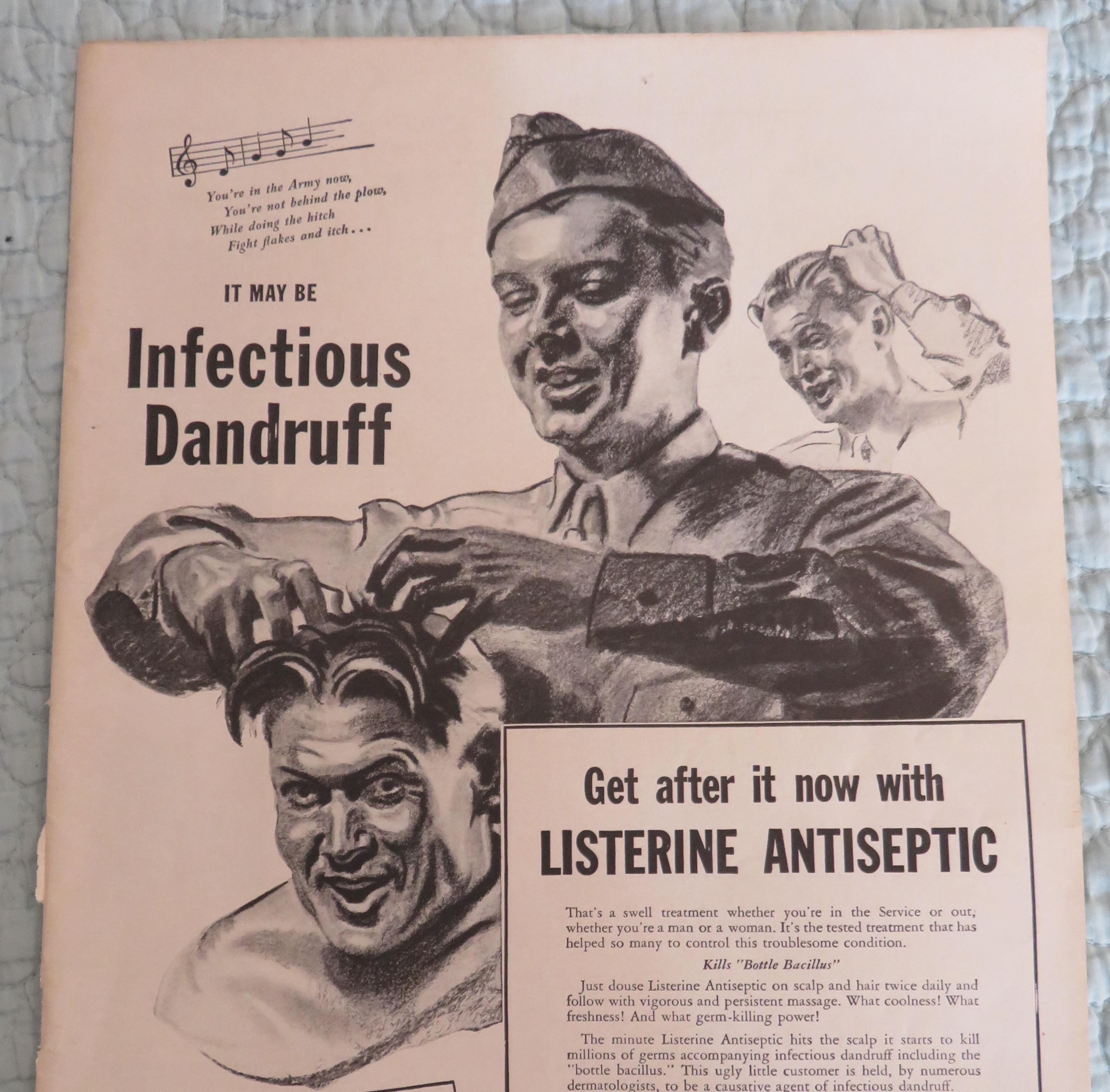 1943 Listerine with Soldier Washing Soldier's Hair
