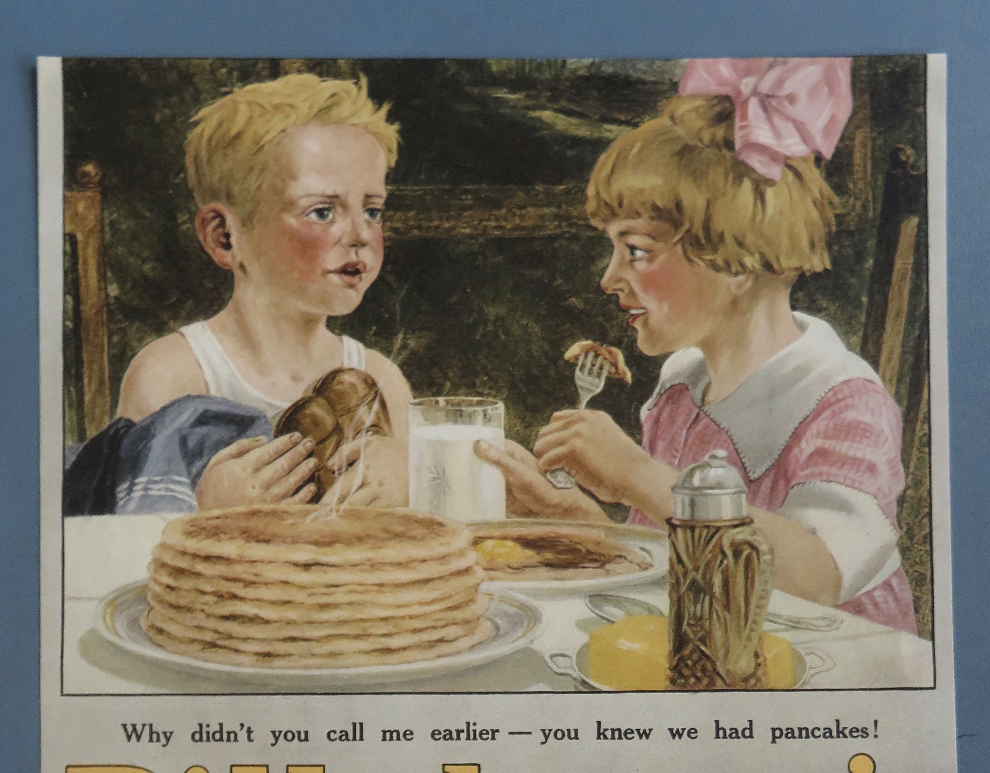 1919  Pillsbury's Pancake Flour w/Kids Eating Pancakes