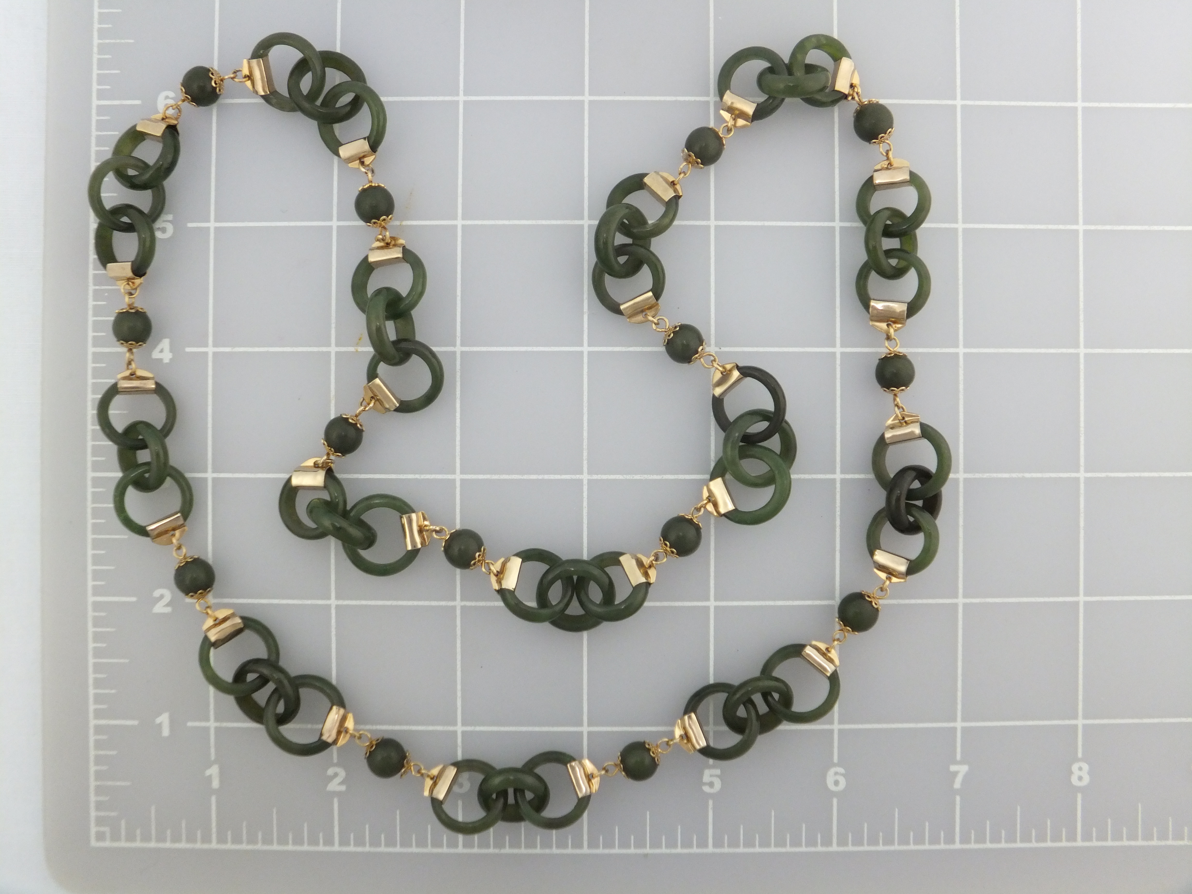 Necklace Gold Clad  and Hetian  Stone Links (Jade)