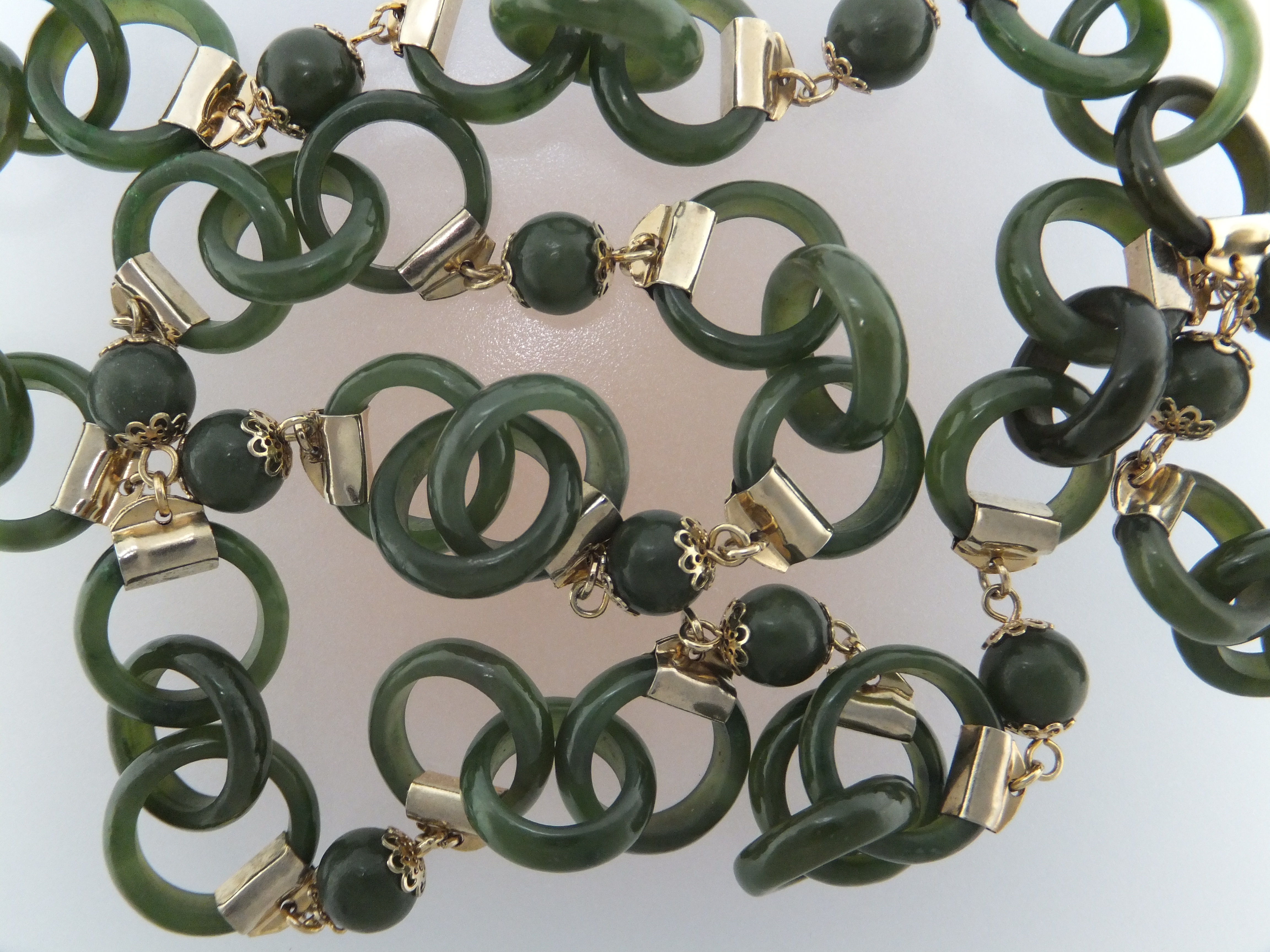 Necklace Gold Clad  and Hetian  Stone Links (Jade)