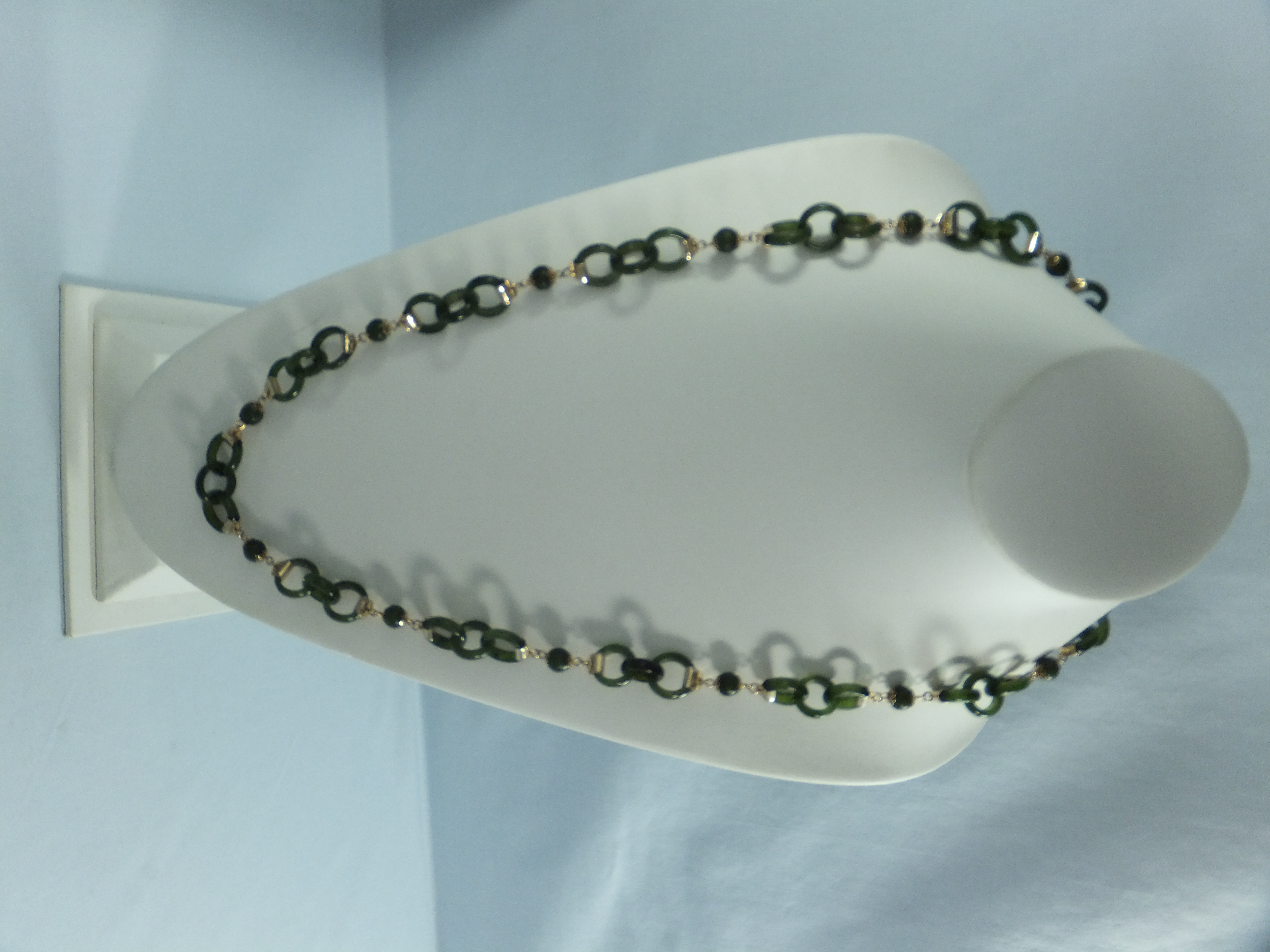 Necklace Gold Clad  and Hetian  Stone Links (Jade)