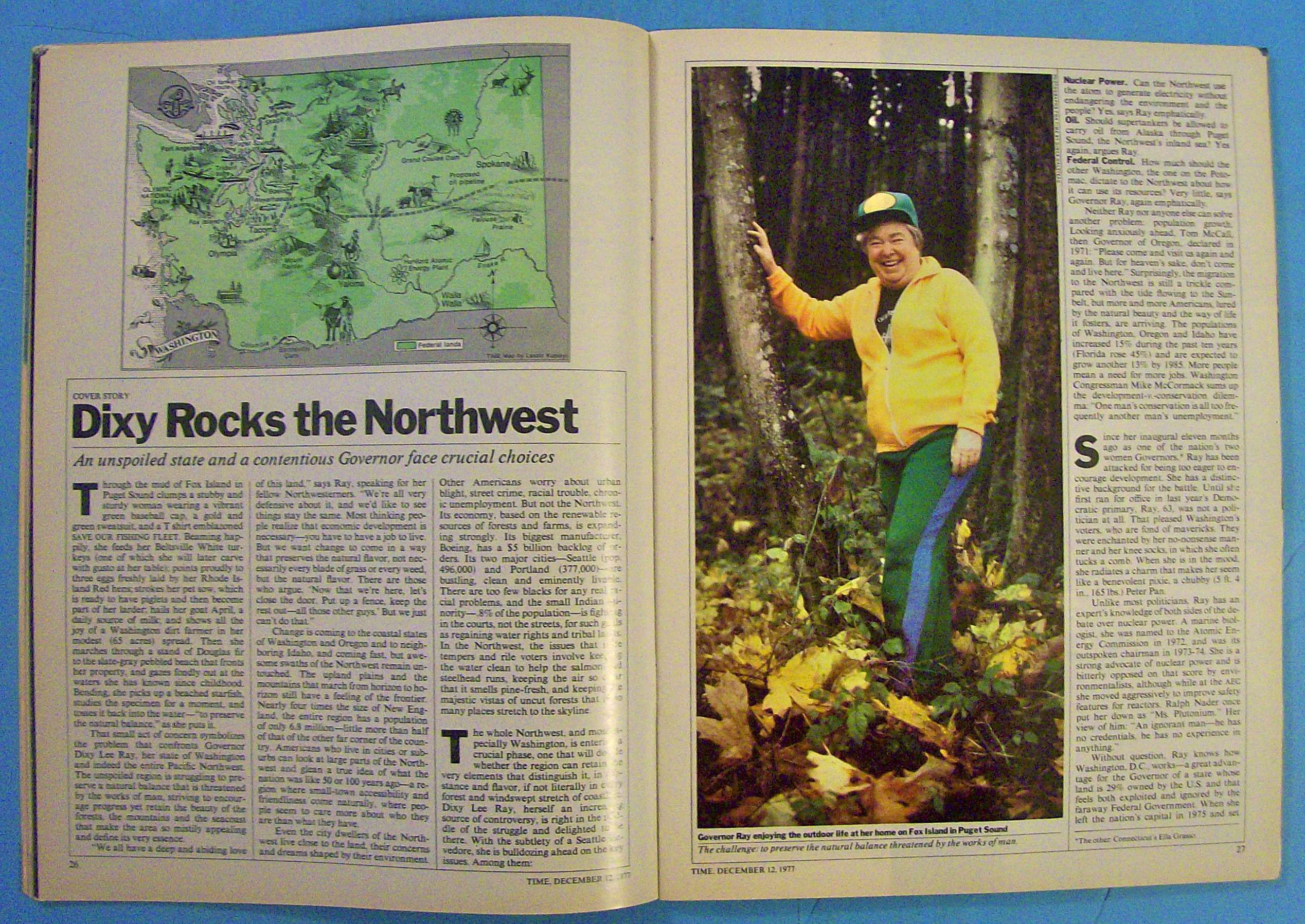 Time Magazine December 12, 1977 Governor Dixy Lee Ray