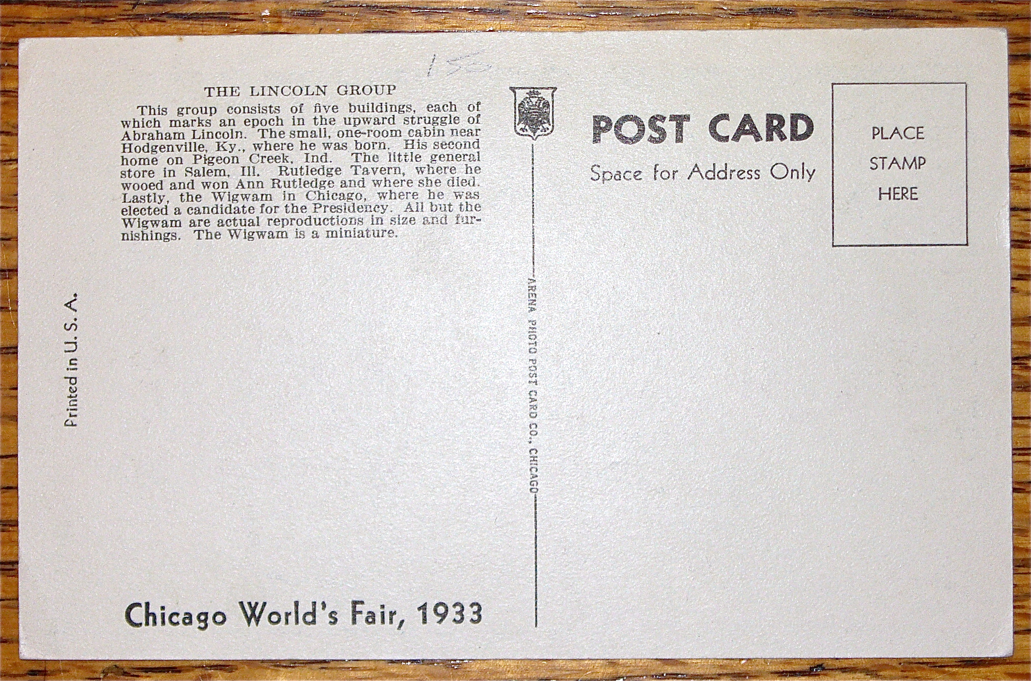 The Lincoln Group Postcard (Century Of Progress)