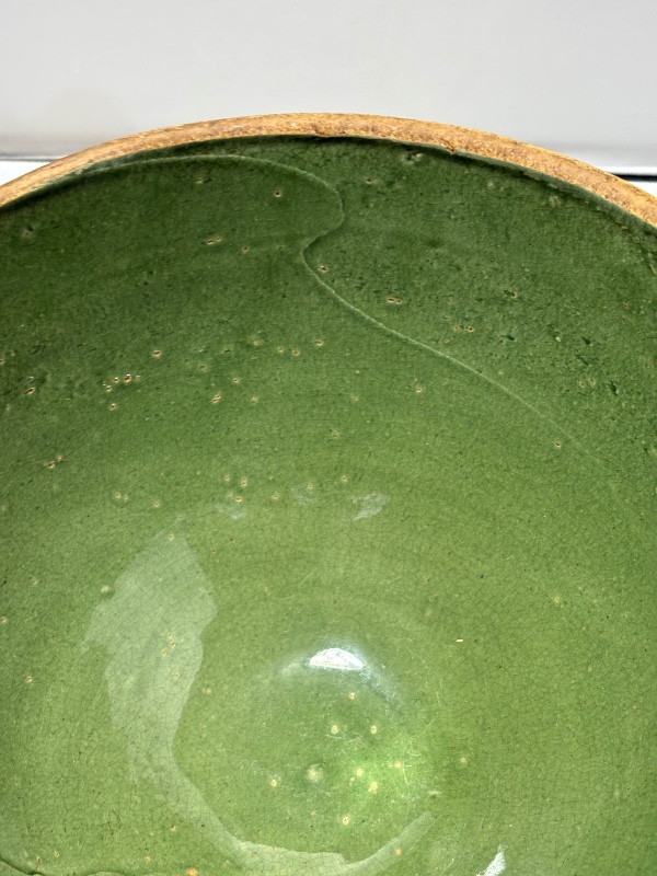 McCoy Window Pane Mixing Bowl 9.5" Green Yellow Ware Antique 1920s