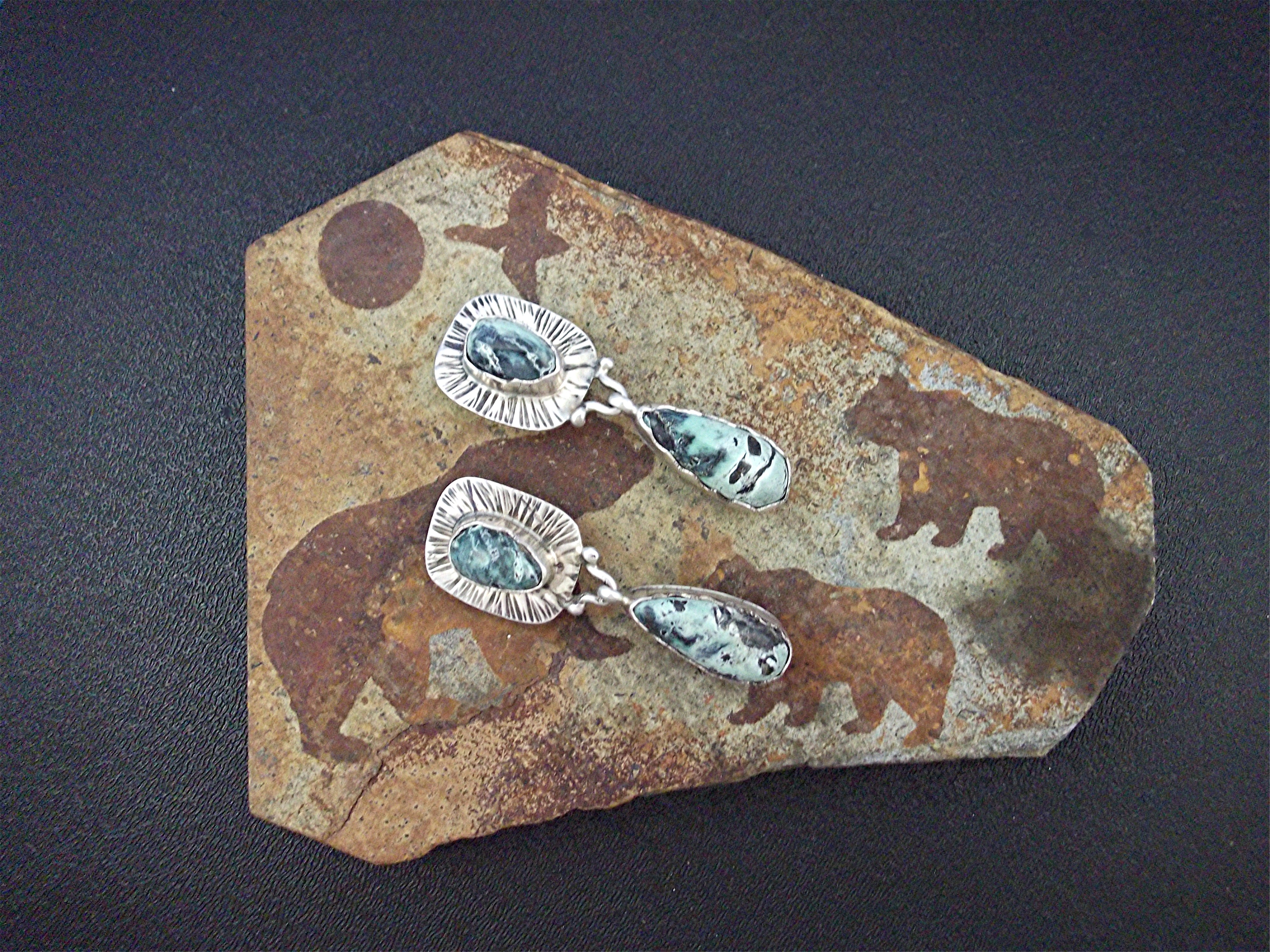 David Troutman Apache  Turquoise Sterling Silver Clips