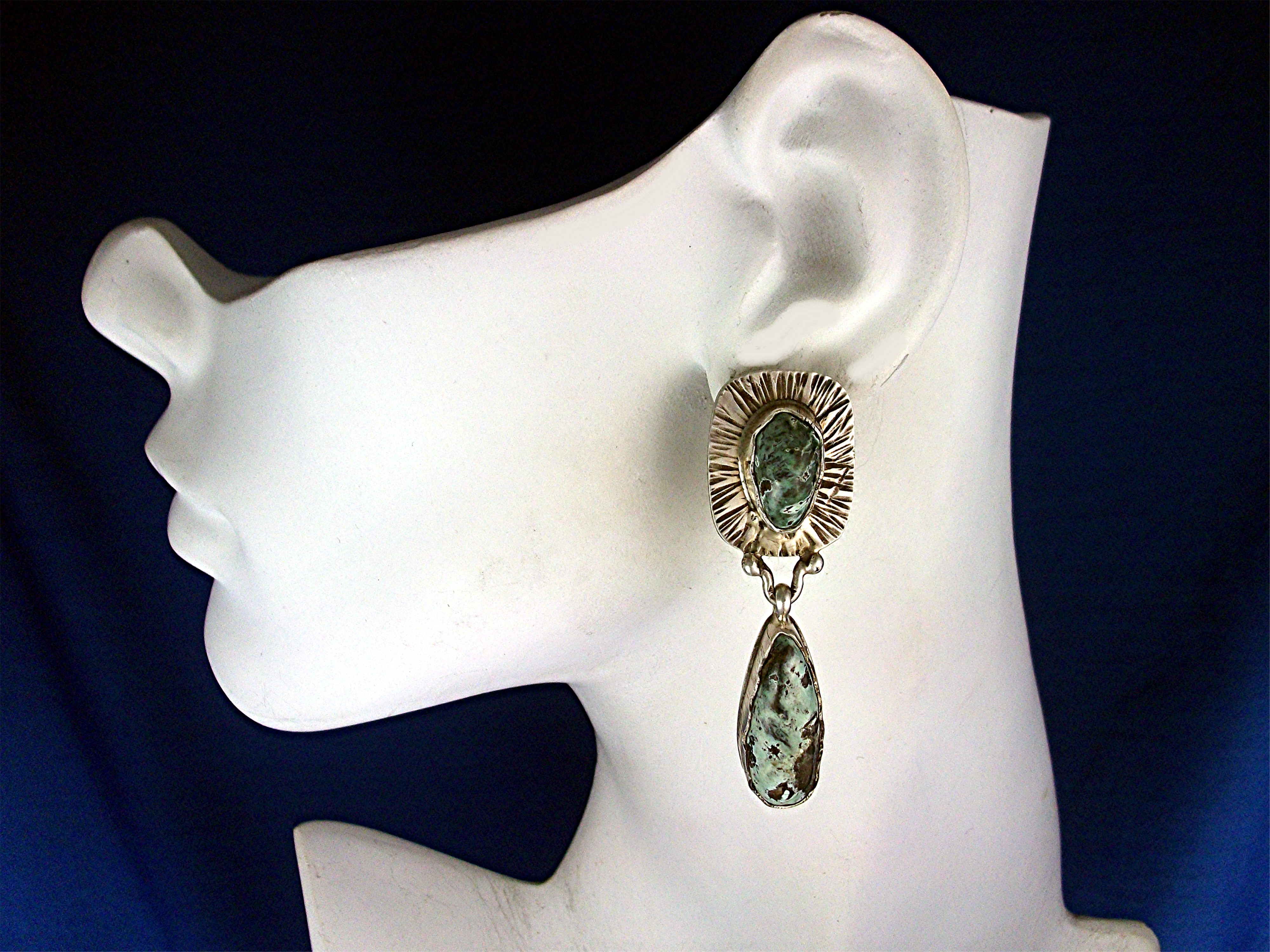 David Troutman Apache  Turquoise Sterling Silver Clips