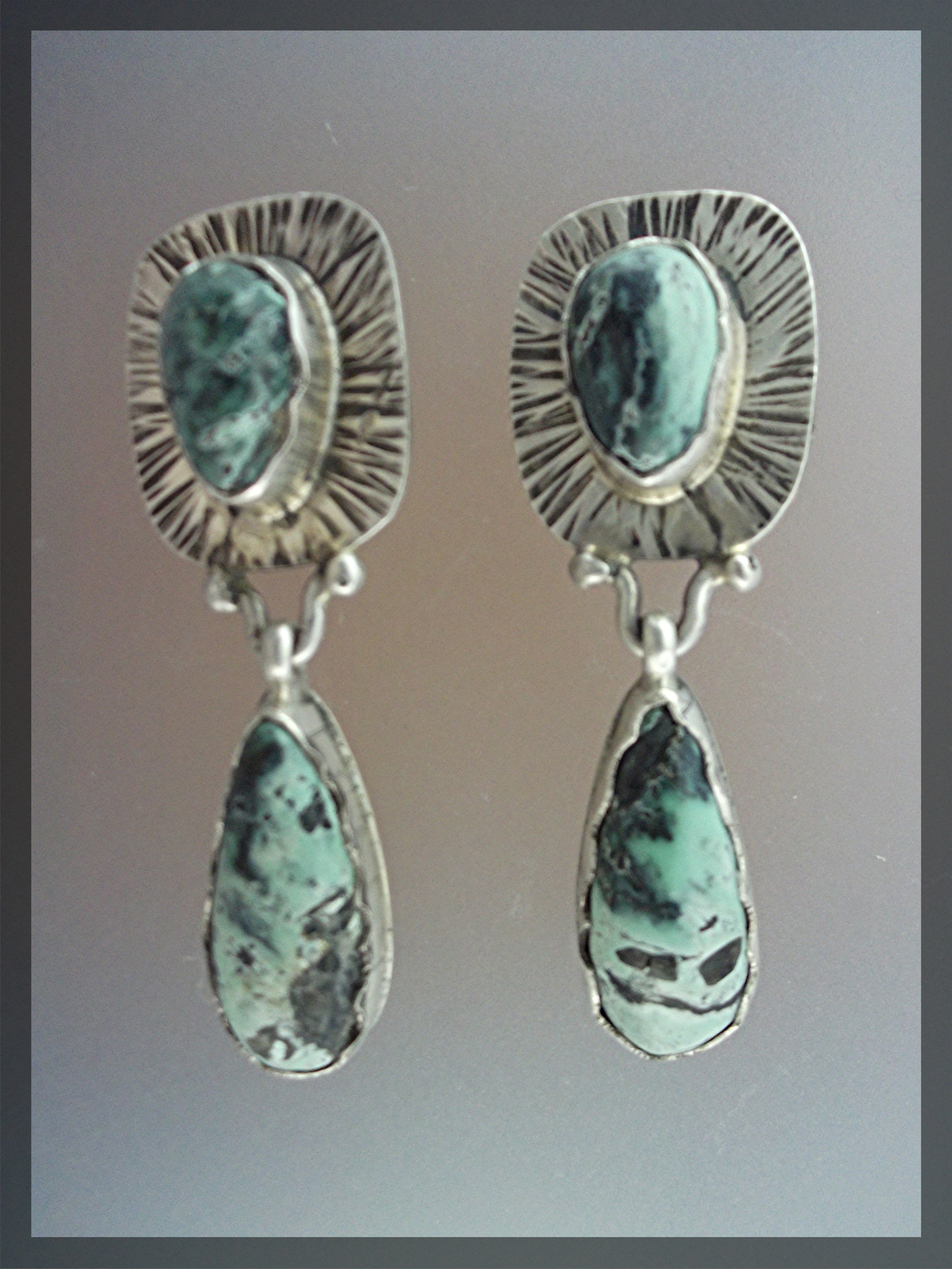 David Troutman Apache Turquoise Sterling Silver Clips