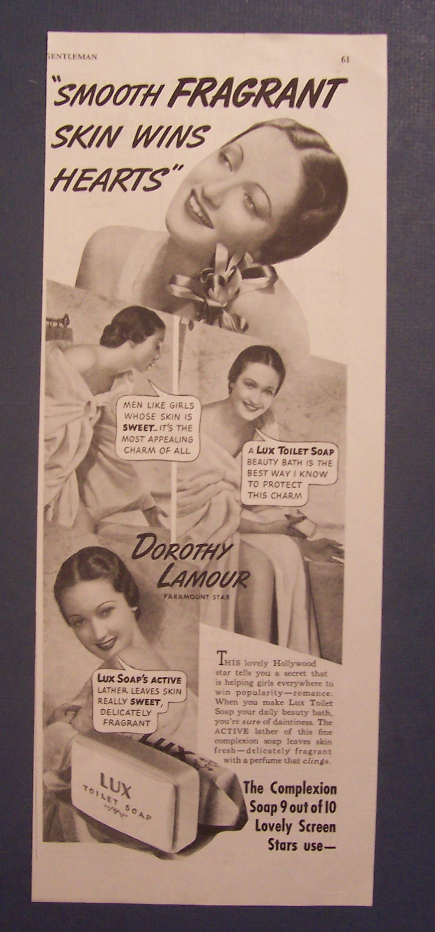 1939 Lux Toilet Soap w/ Dorothy Lamour