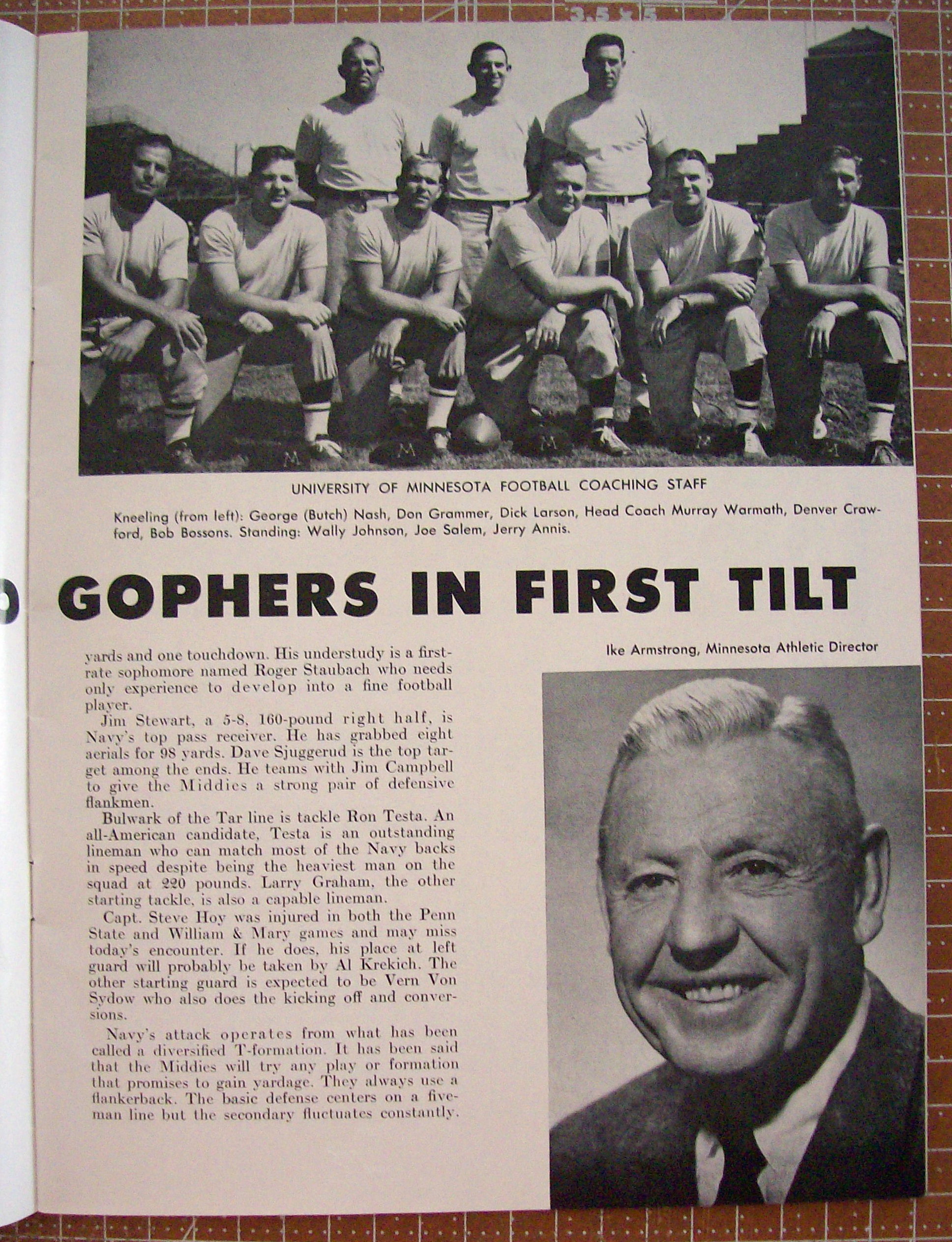 Minnesota Navy Gopher Goalpost October 6, 1962