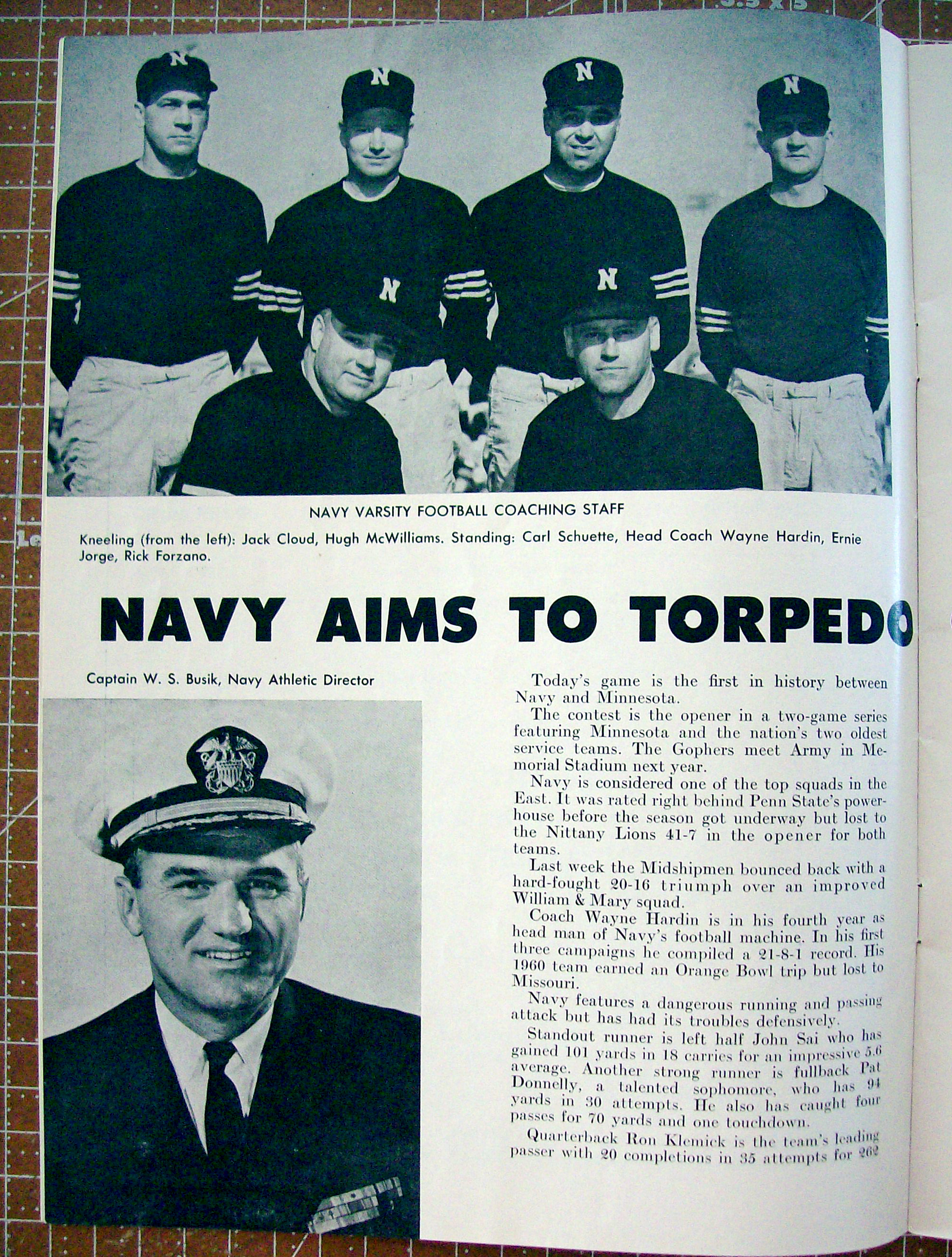 Minnesota Navy Gopher Goalpost October 6, 1962
