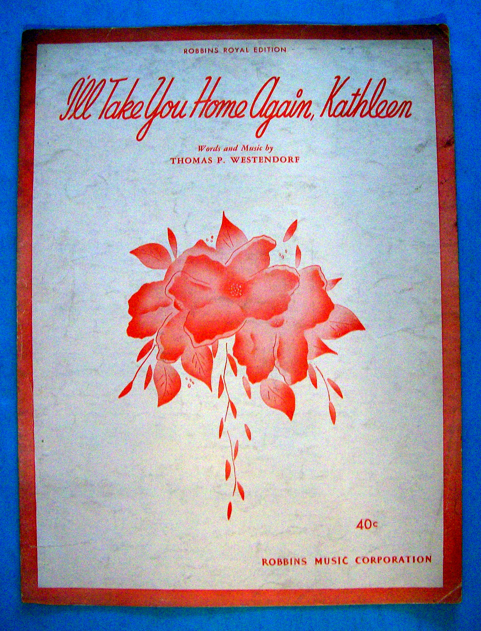 Sheet Music For 1932 I'll Take You Home Again, Kathleen