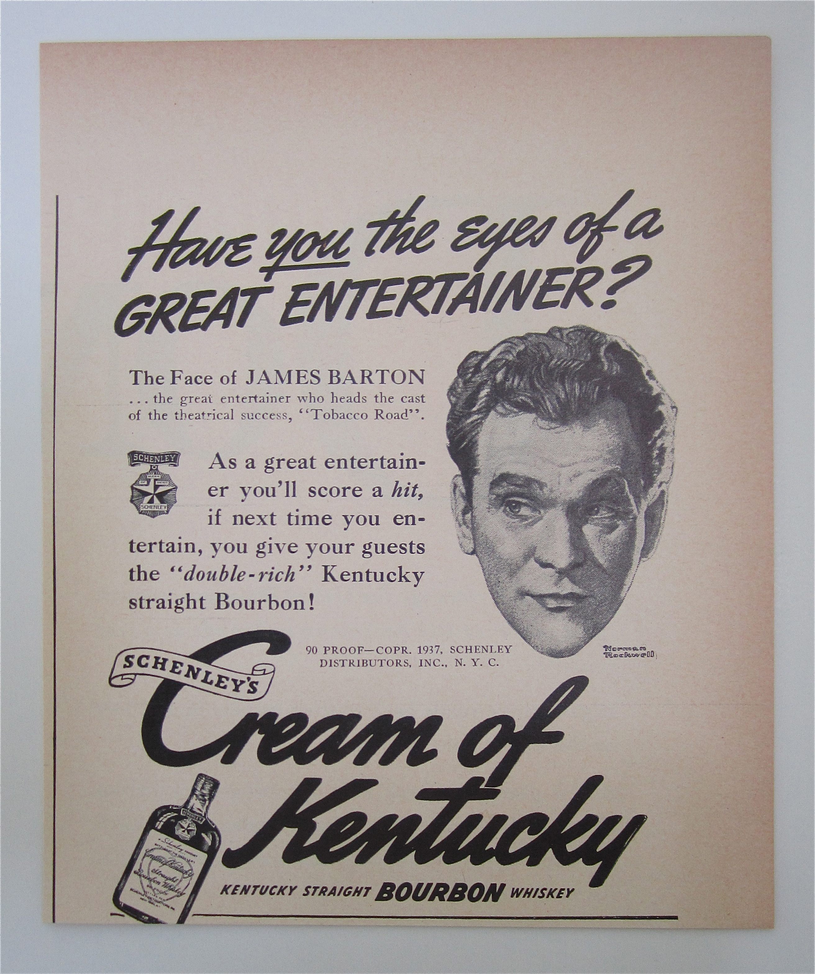 1937 Cream Of Kentucky with Face Of James Barton