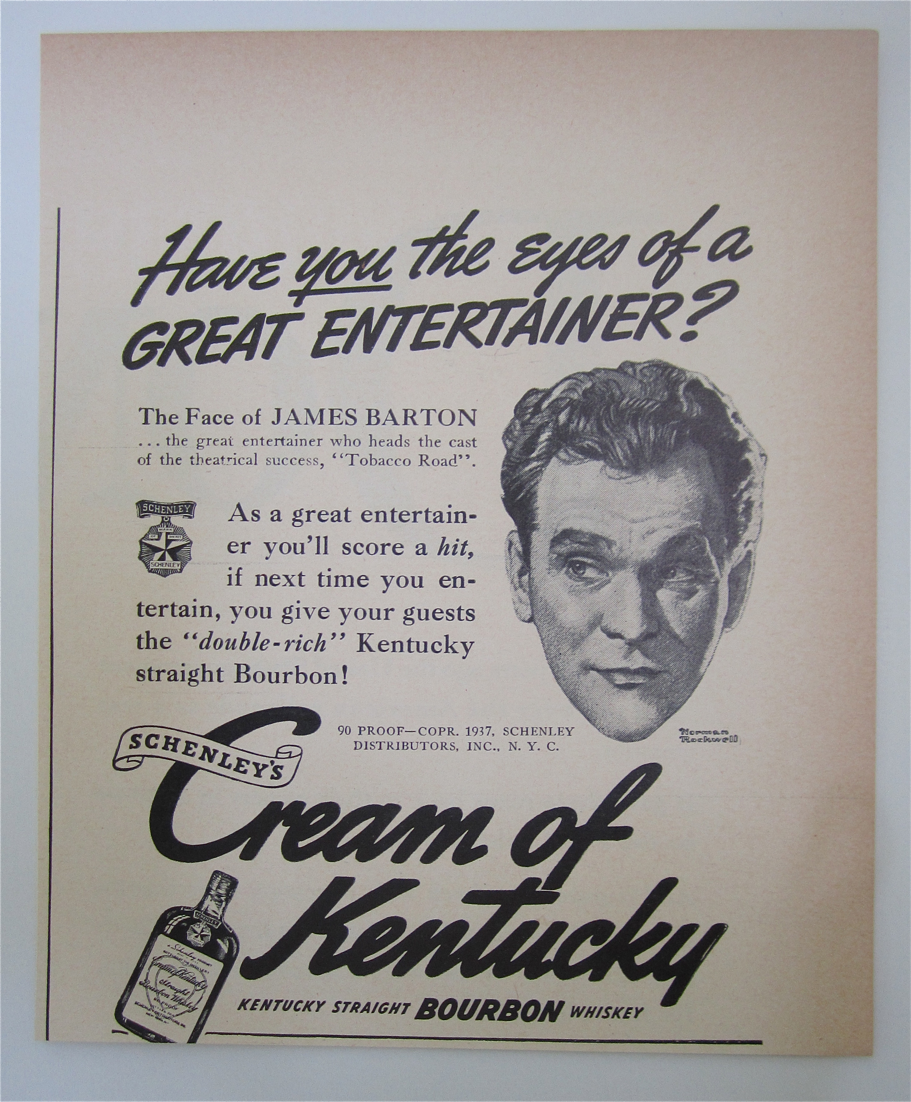 1937 Cream Of Kentucky with Face Of James Barton