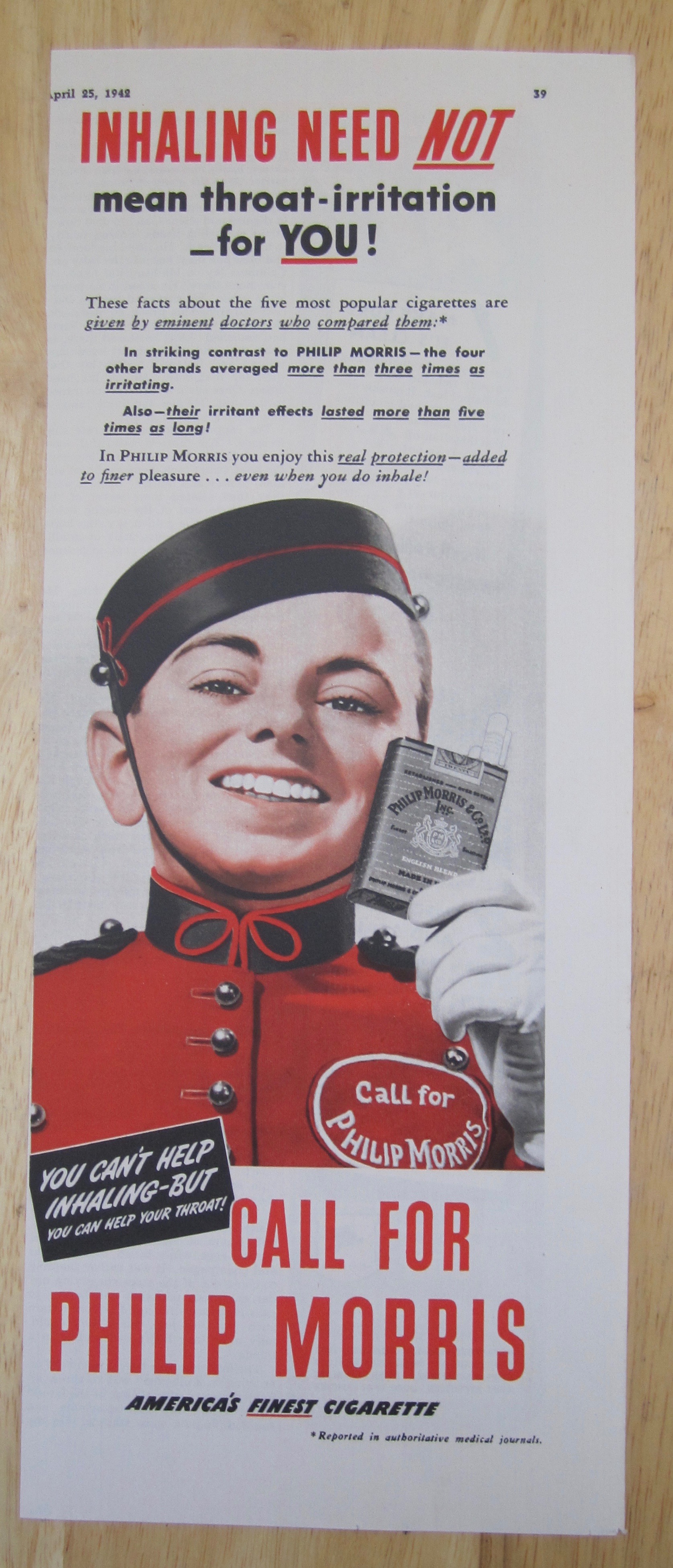 1942 Philip Morris Cigarettes w/ Philip Morris Bellboy
