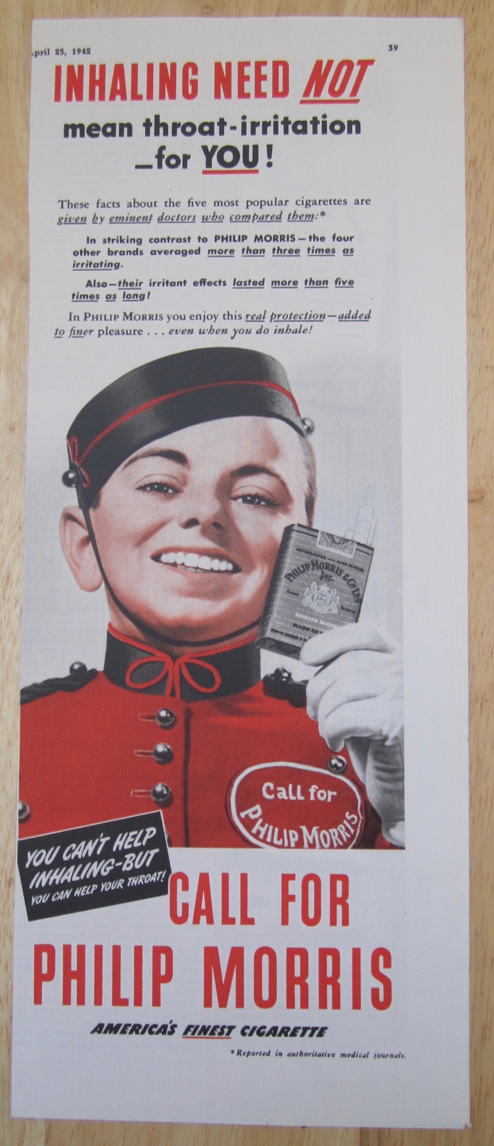 1942 Philip Morris Cigarettes w/ Philip Morris Bellboy