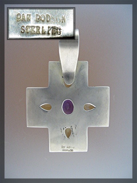 DAN DODSON Sterling Silver Amethyst Citrine Cross Penda