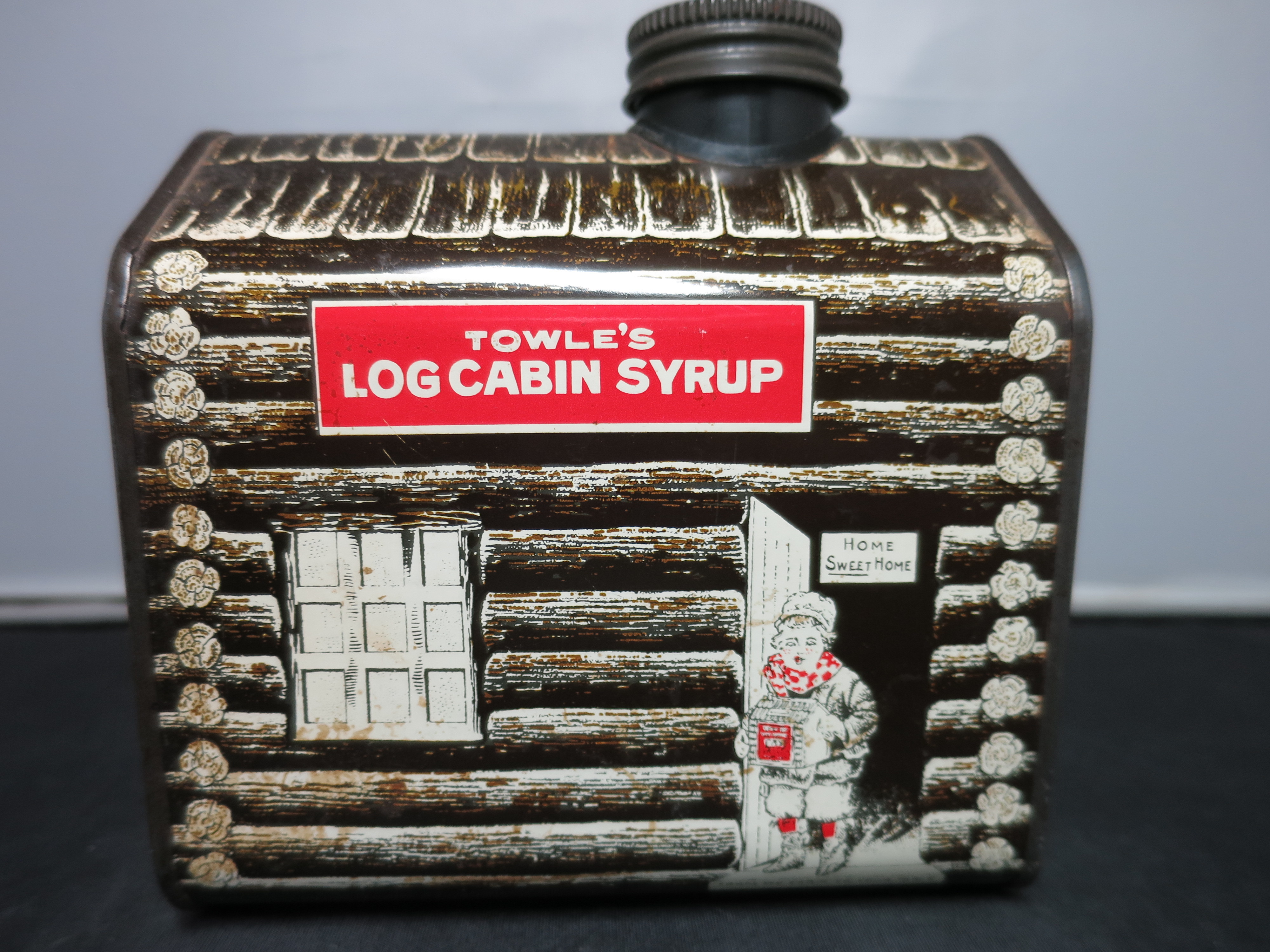 Vintage Towle s Log Cabin Syrup Tin Bank General Foods 1979
