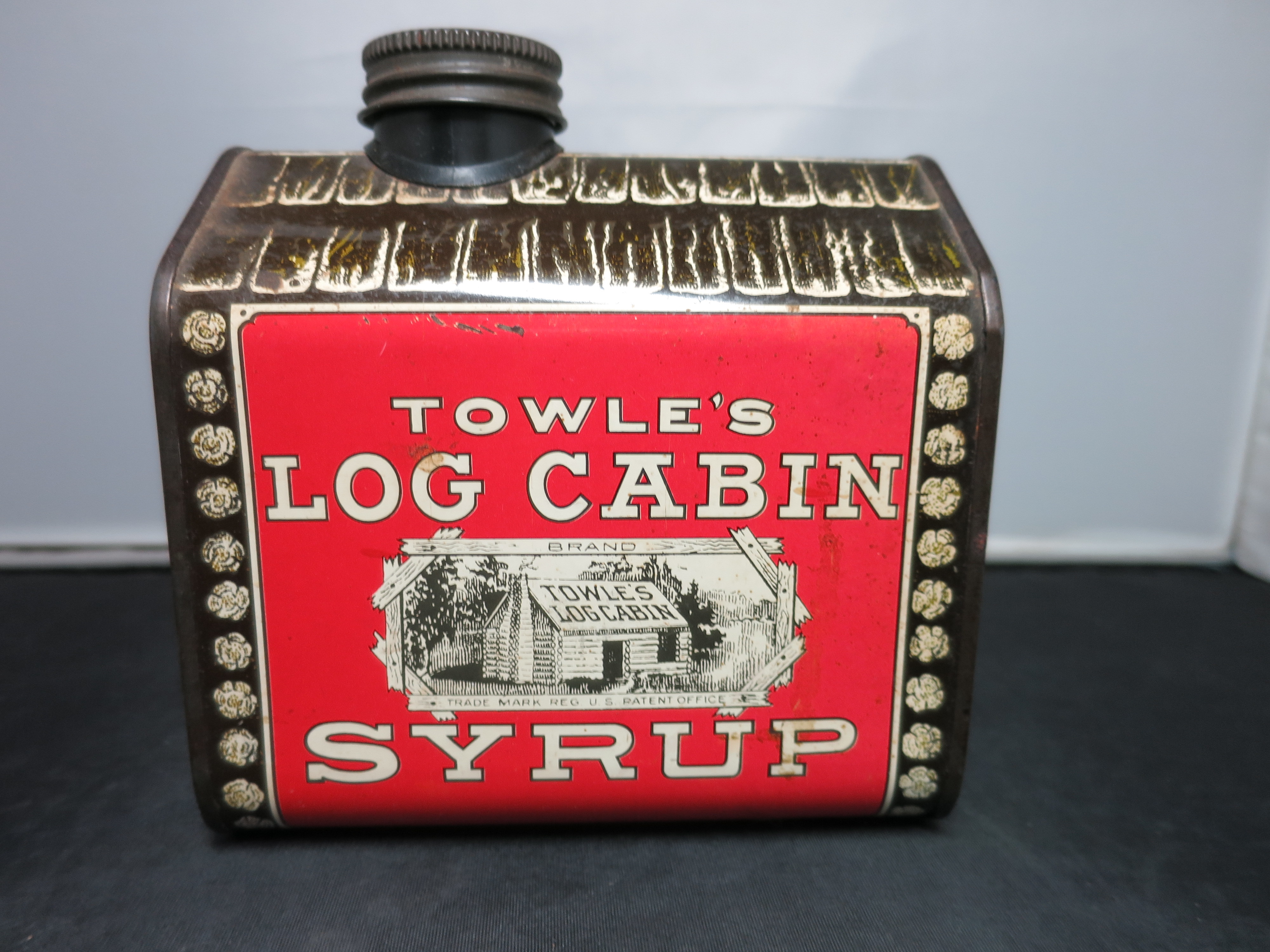 Vintage Towle s Log Cabin Syrup Tin Bank General Foods 1979