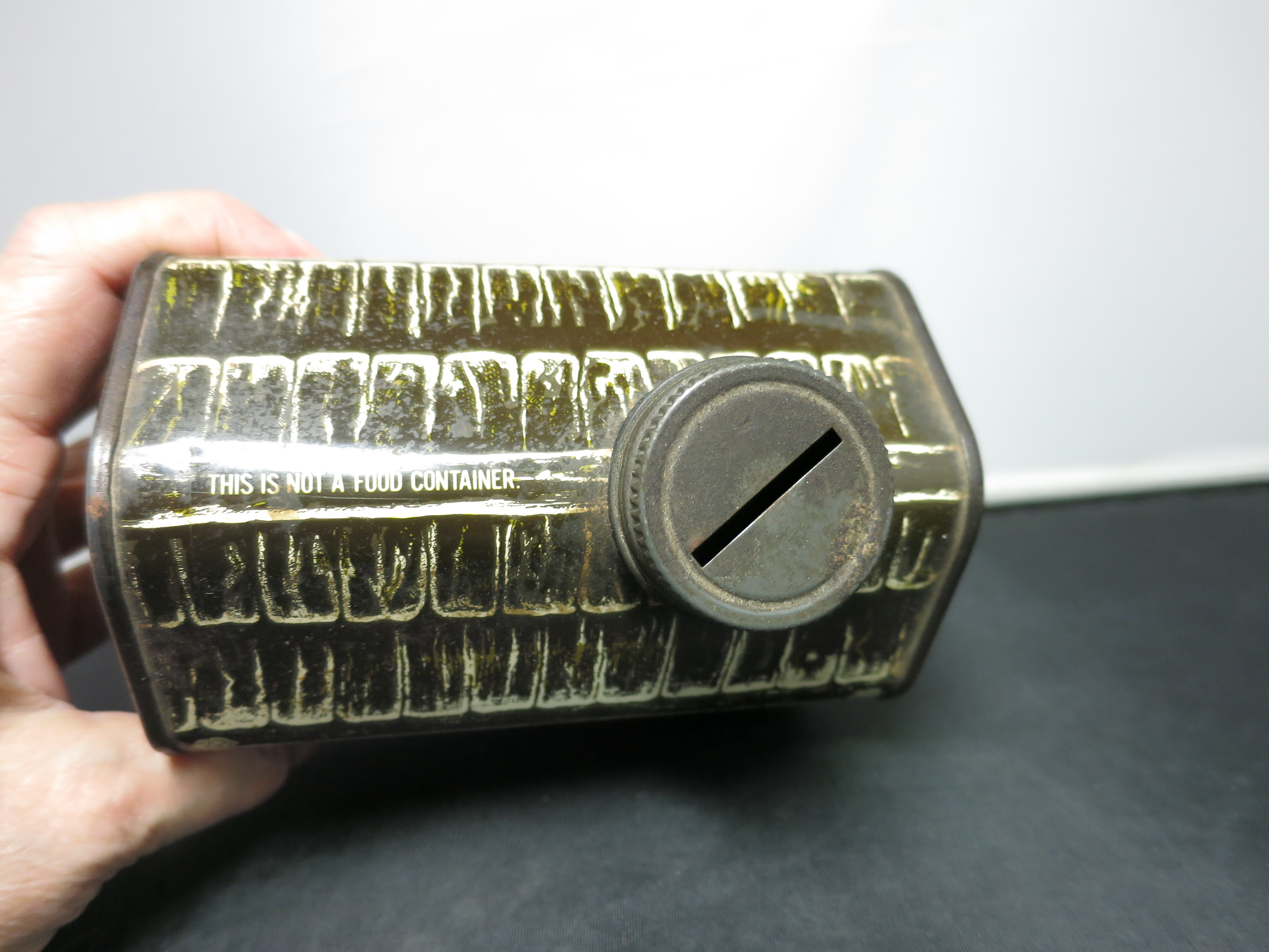 Vintage Towle s Log Cabin Syrup Tin Bank General Foods 1979
