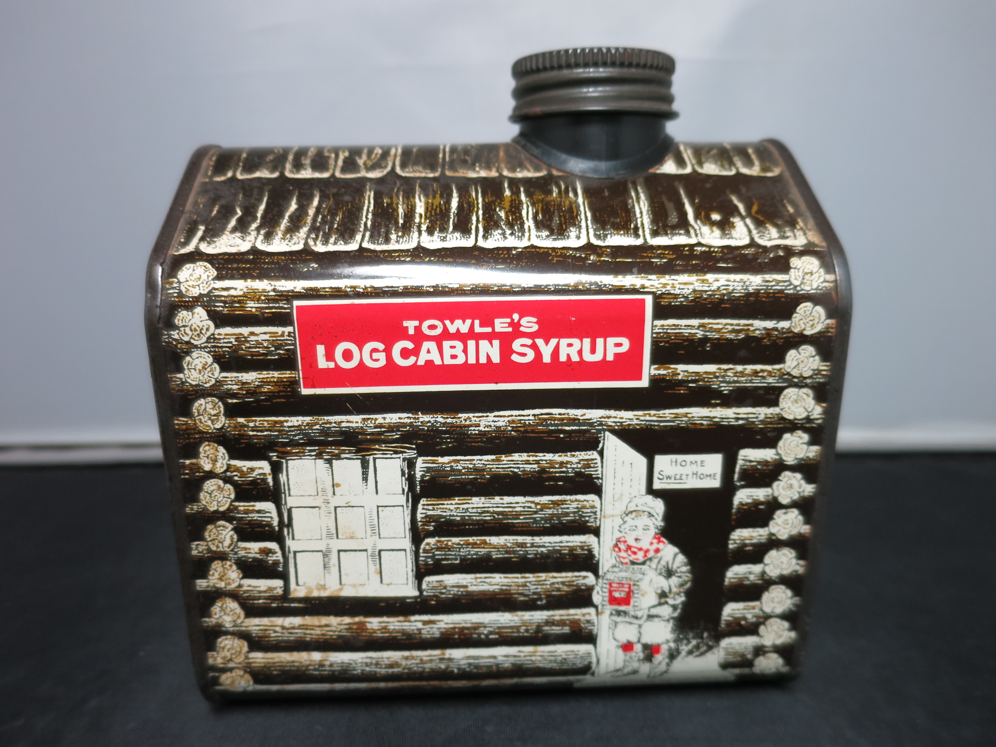 Vintage Towle s Log Cabin Syrup Tin Bank General Foods 1979